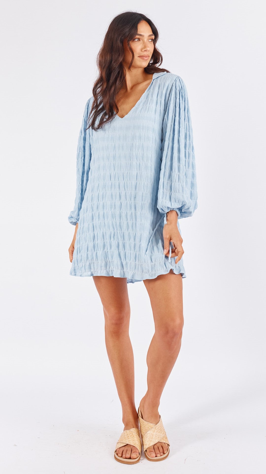 Fiora Mini Dress - Sky Blue Stripe-Sunshines Bliss