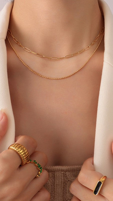 Dani Chain Necklace Set - Gold-Sunshines Bliss