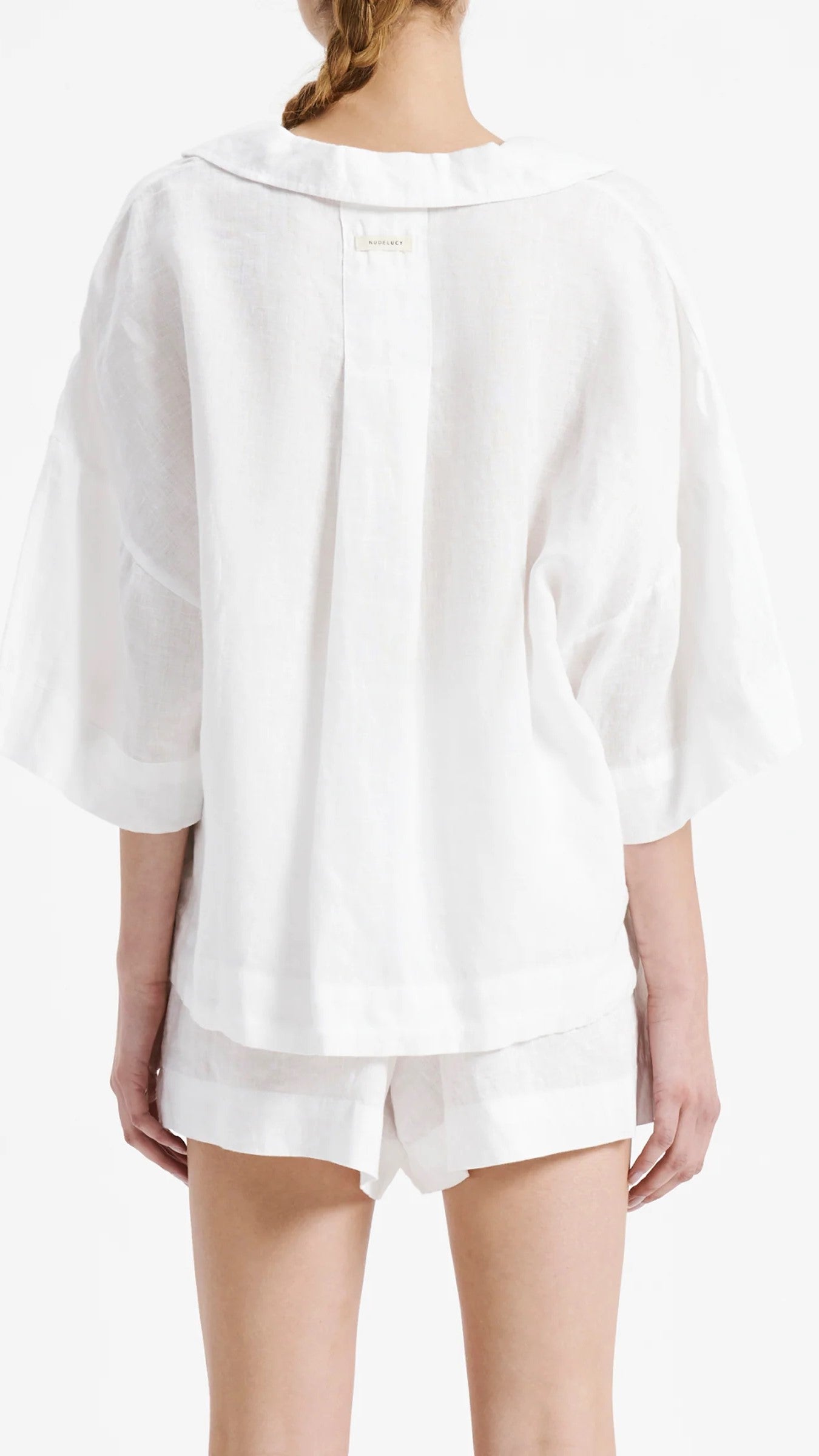 Linen Lounge Shirt - White-Sunshines Bliss