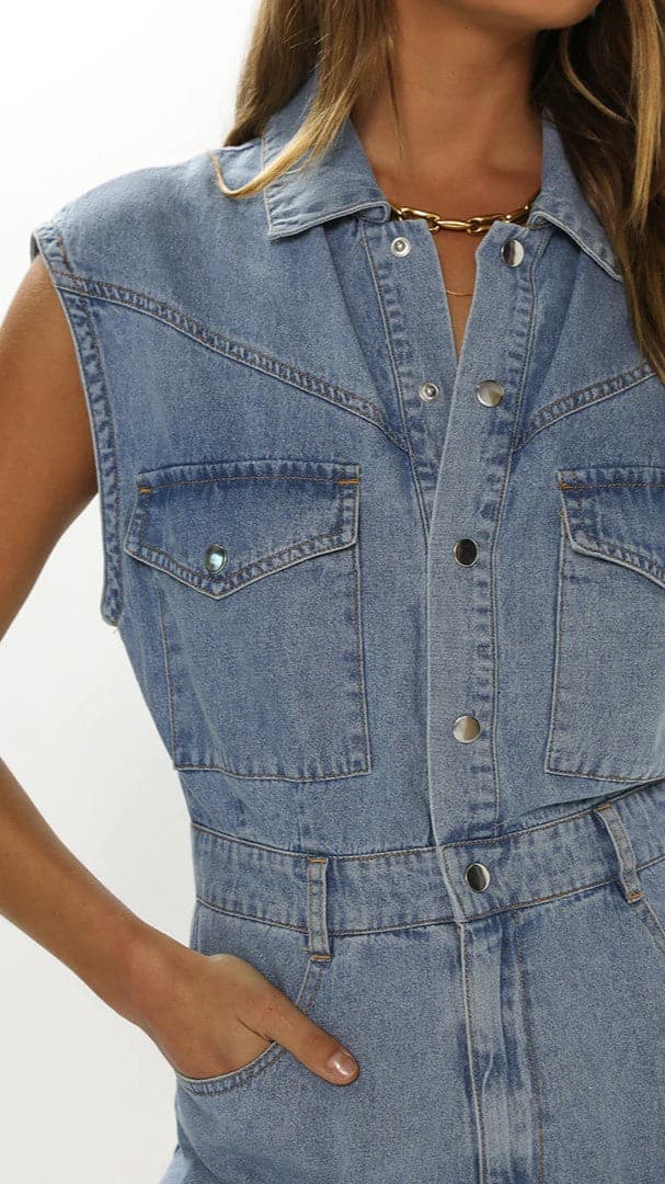 Odessia Playsuit - Denim-Sunshines Bliss