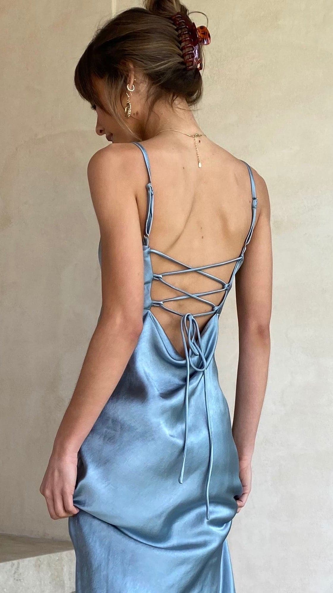 Keira Midi Dress - Steel Blue-Sunshines Bliss