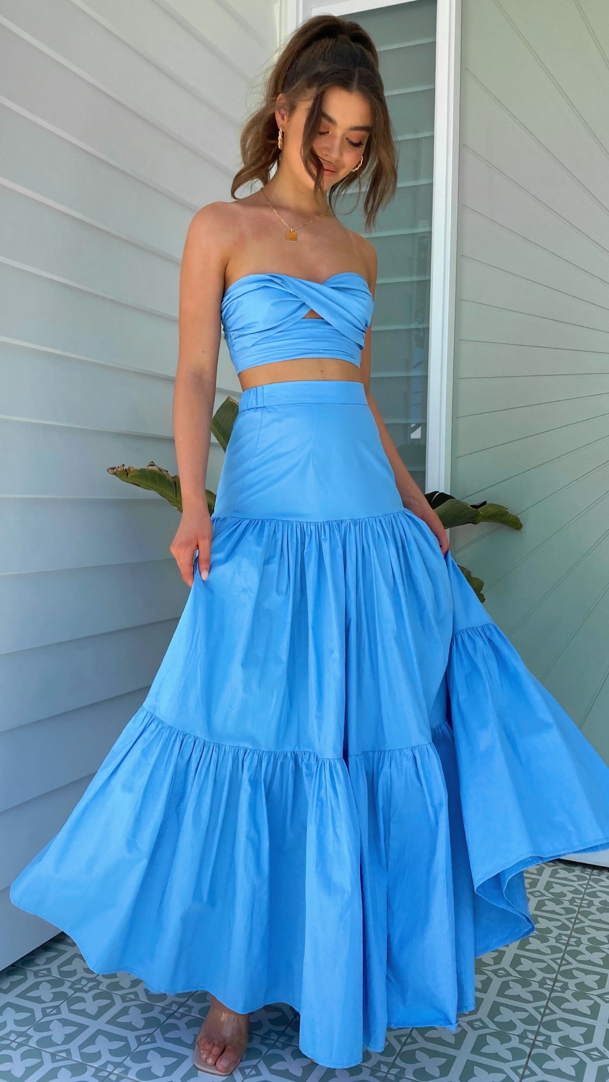 Ayla Maxi Skirt - Periwinkle Blue-Sunshines Bliss