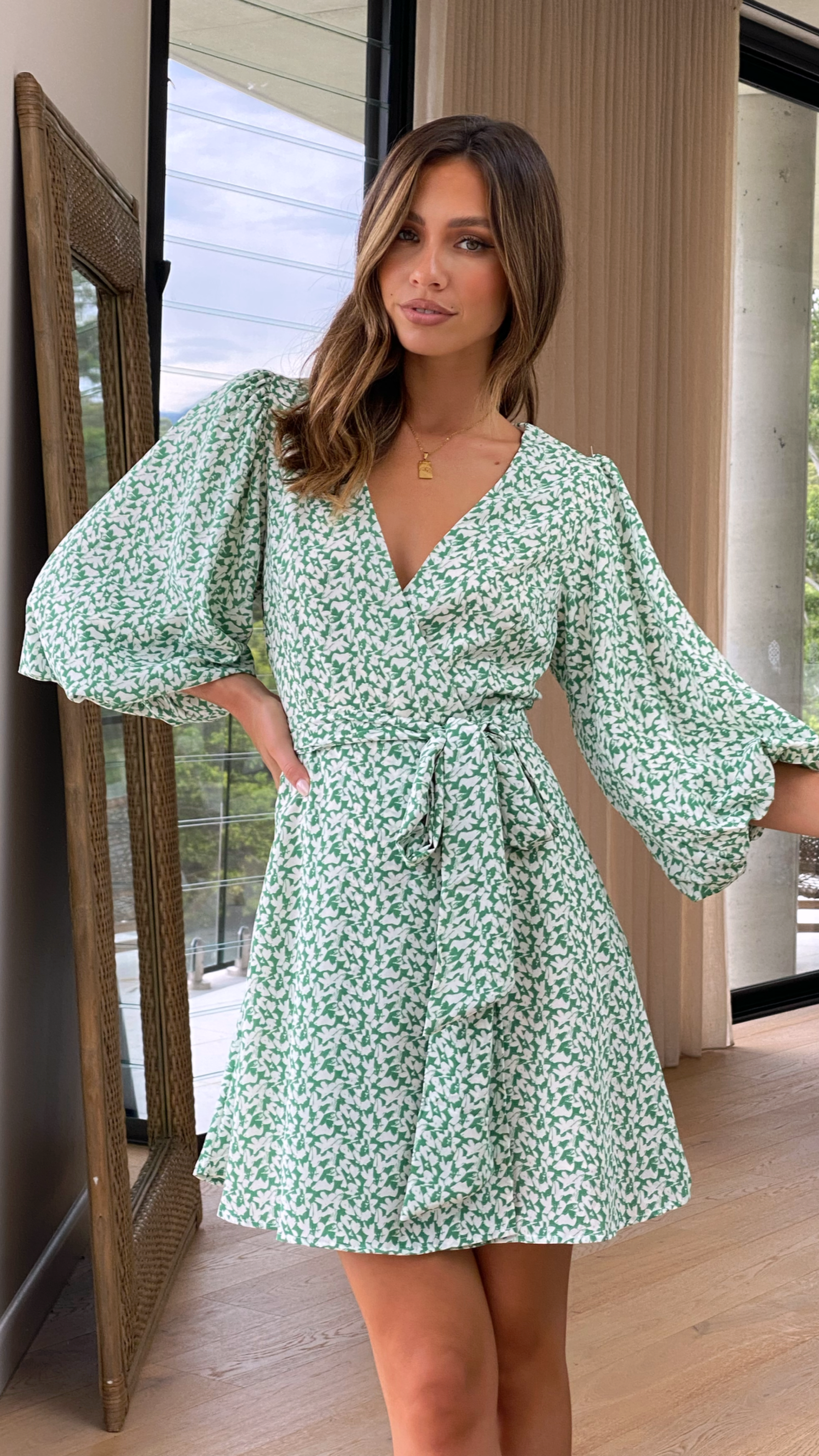 Tamilla Mini Dress - Sage Floral-Sunshines Bliss