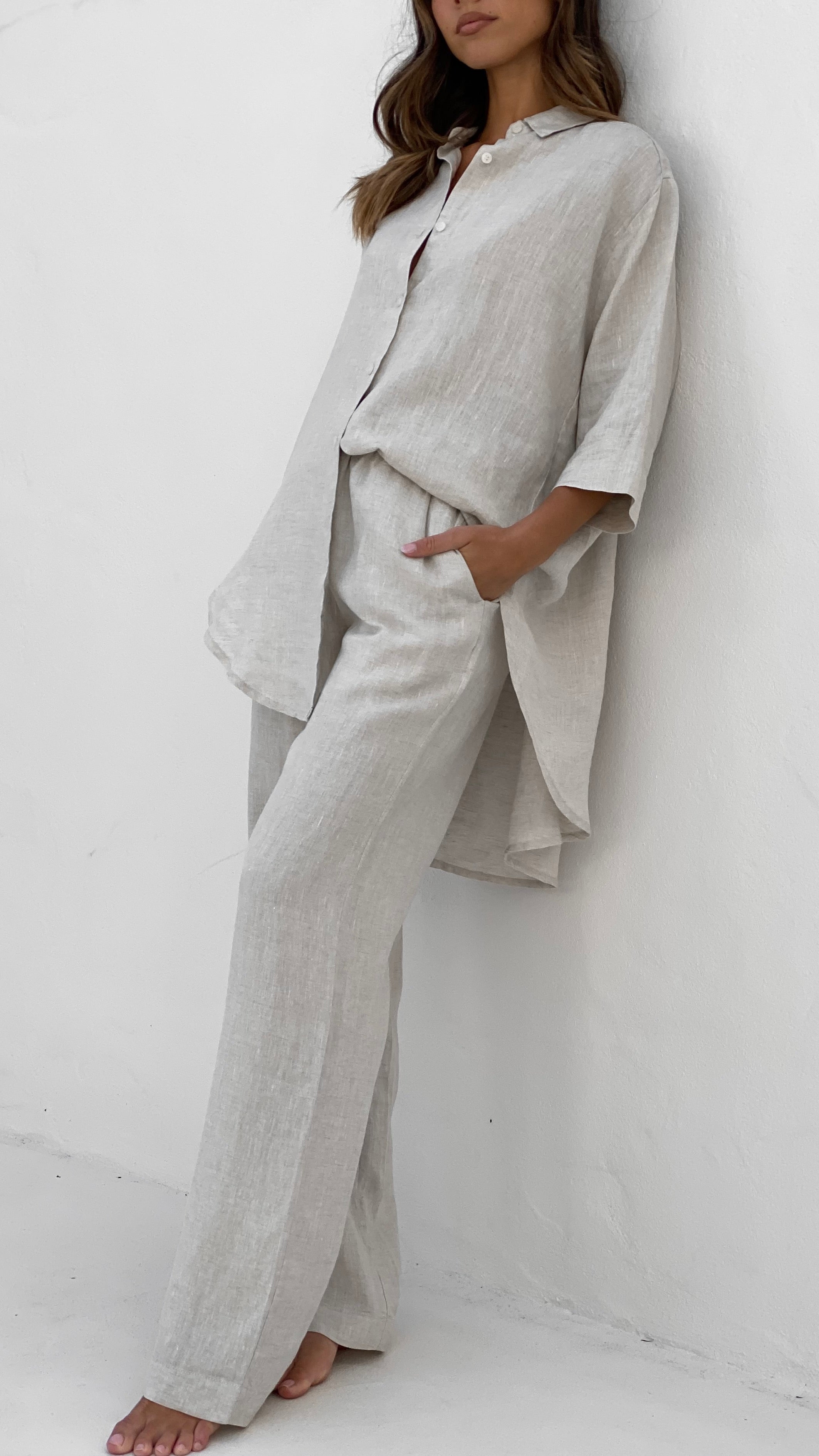 Linen Lounge Pant - Natural-Sunshines Bliss