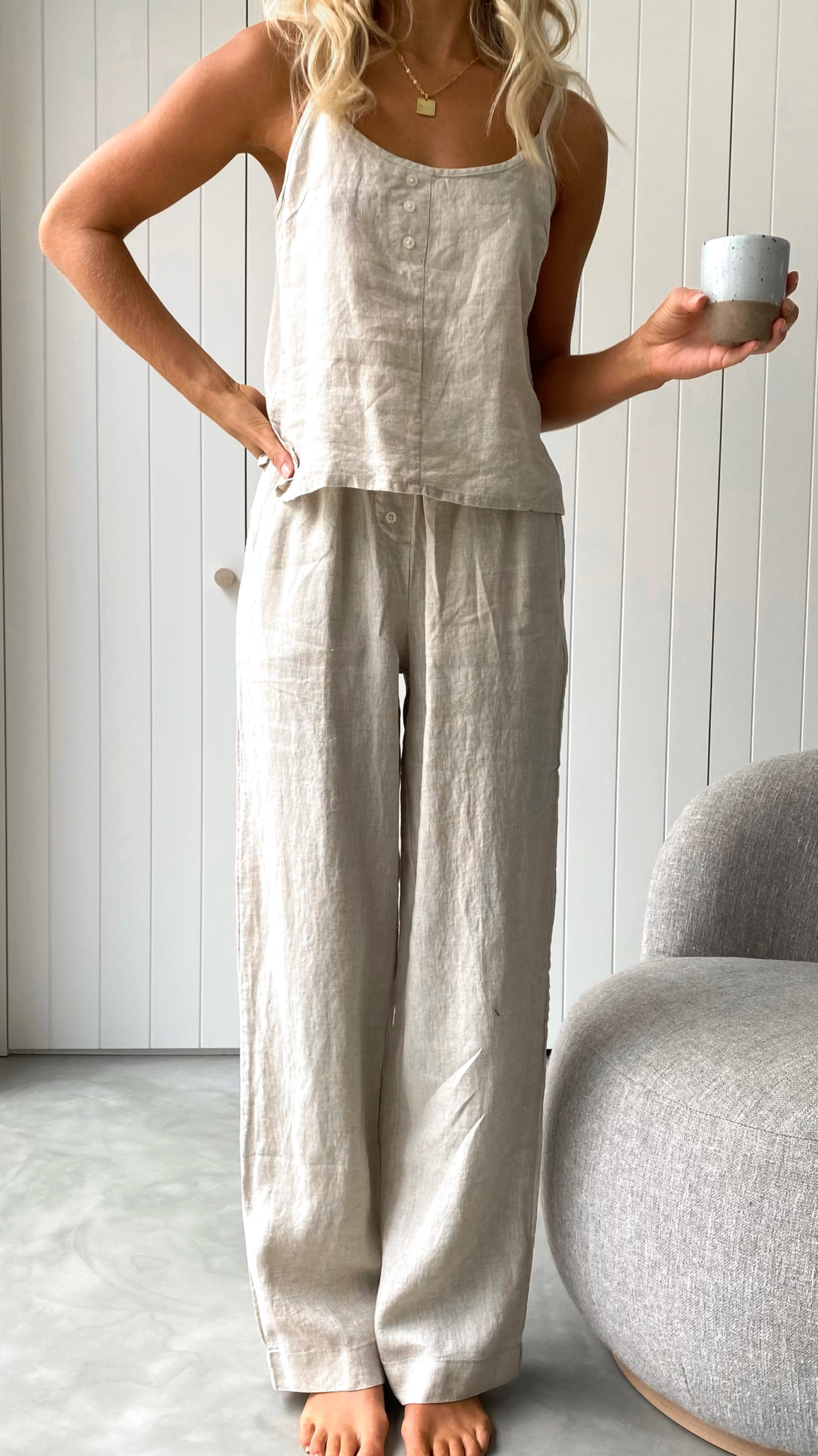 Linen Lounge Pant - Natural-Sunshines Bliss