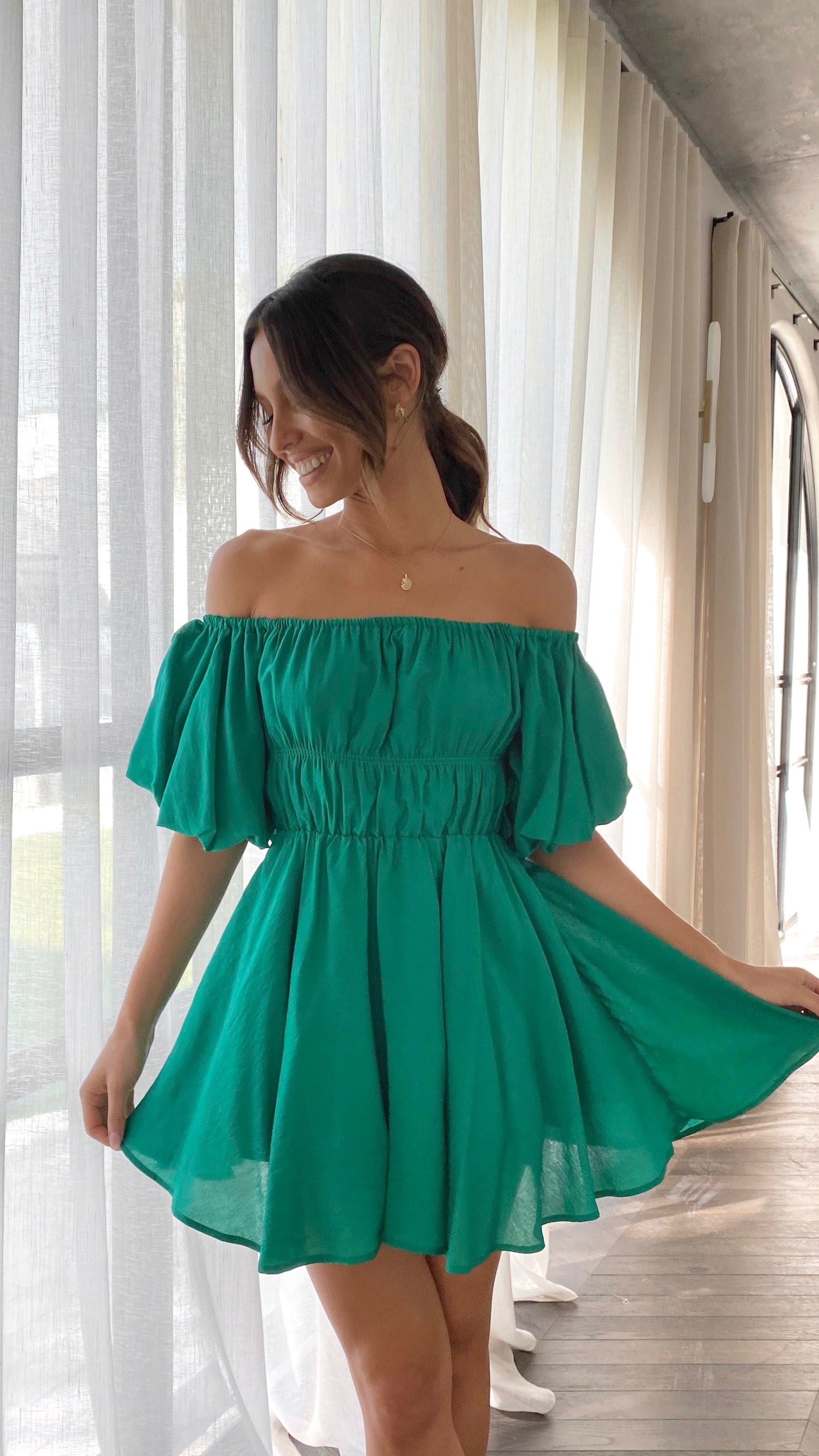 Adi Mini Dress - Green-Sunshines Bliss