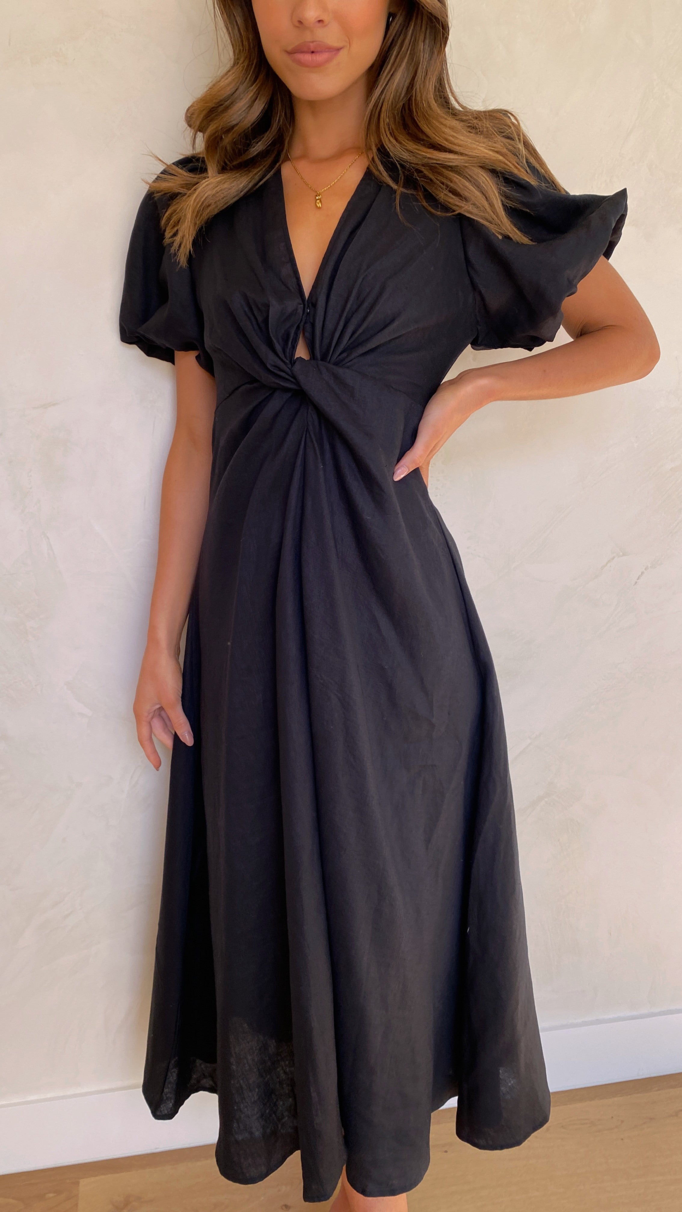 Blaire Midi Dress - Black-Sunshines Bliss