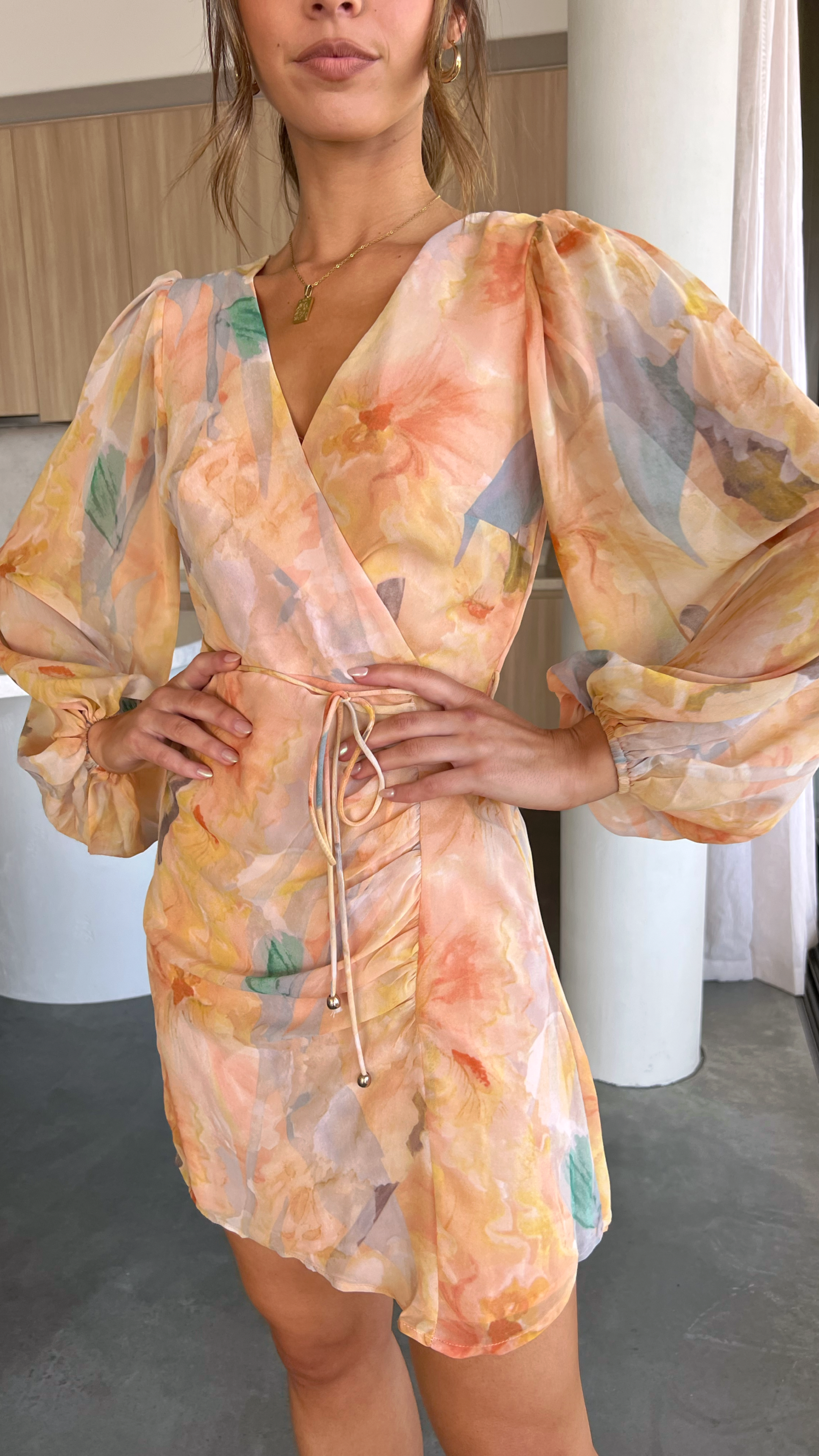 Corinna Mini Dress - Yellow Floral-Sunshines Bliss