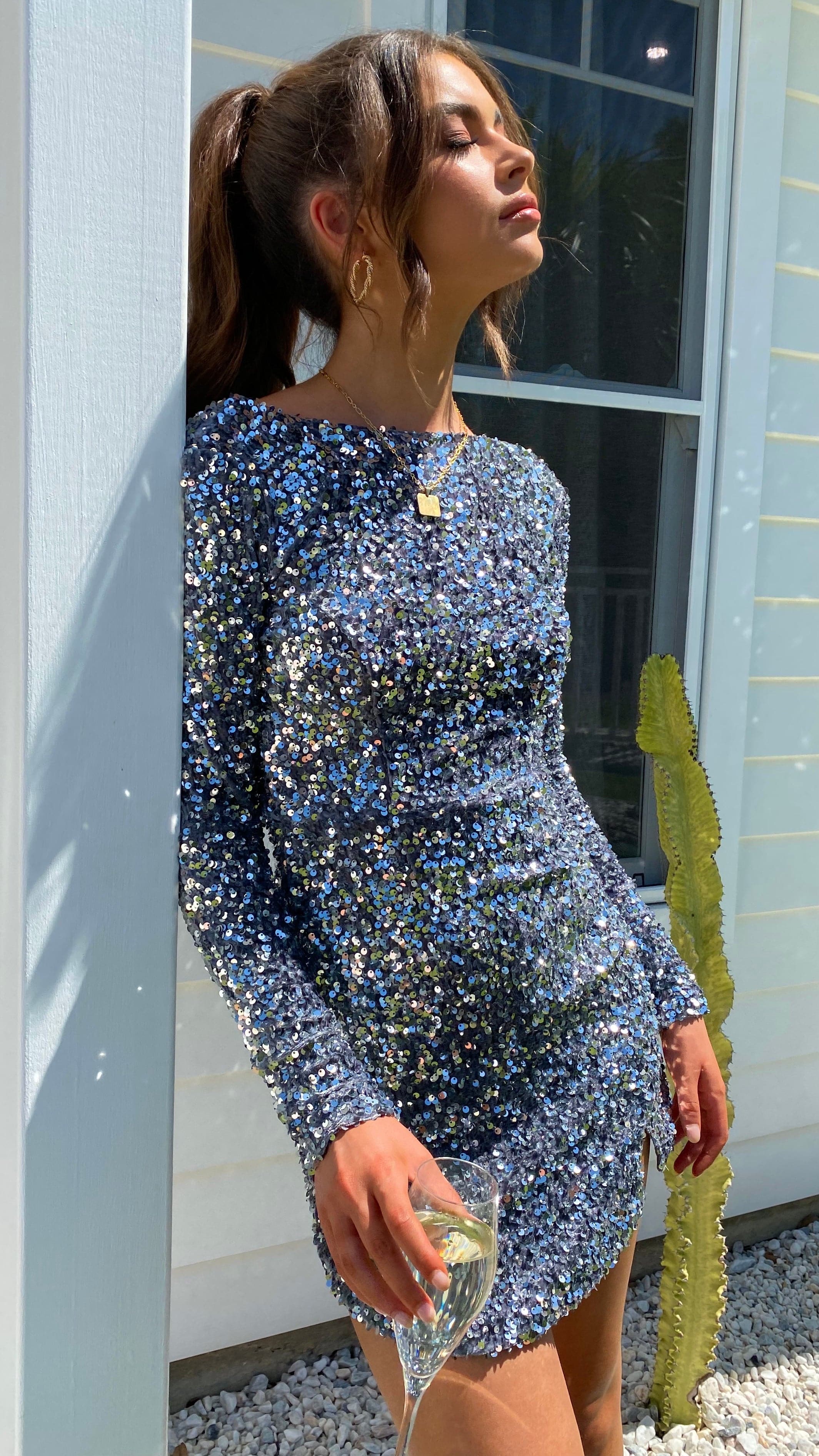 Felicia Mini Dress - Silver-Sunshines Bliss