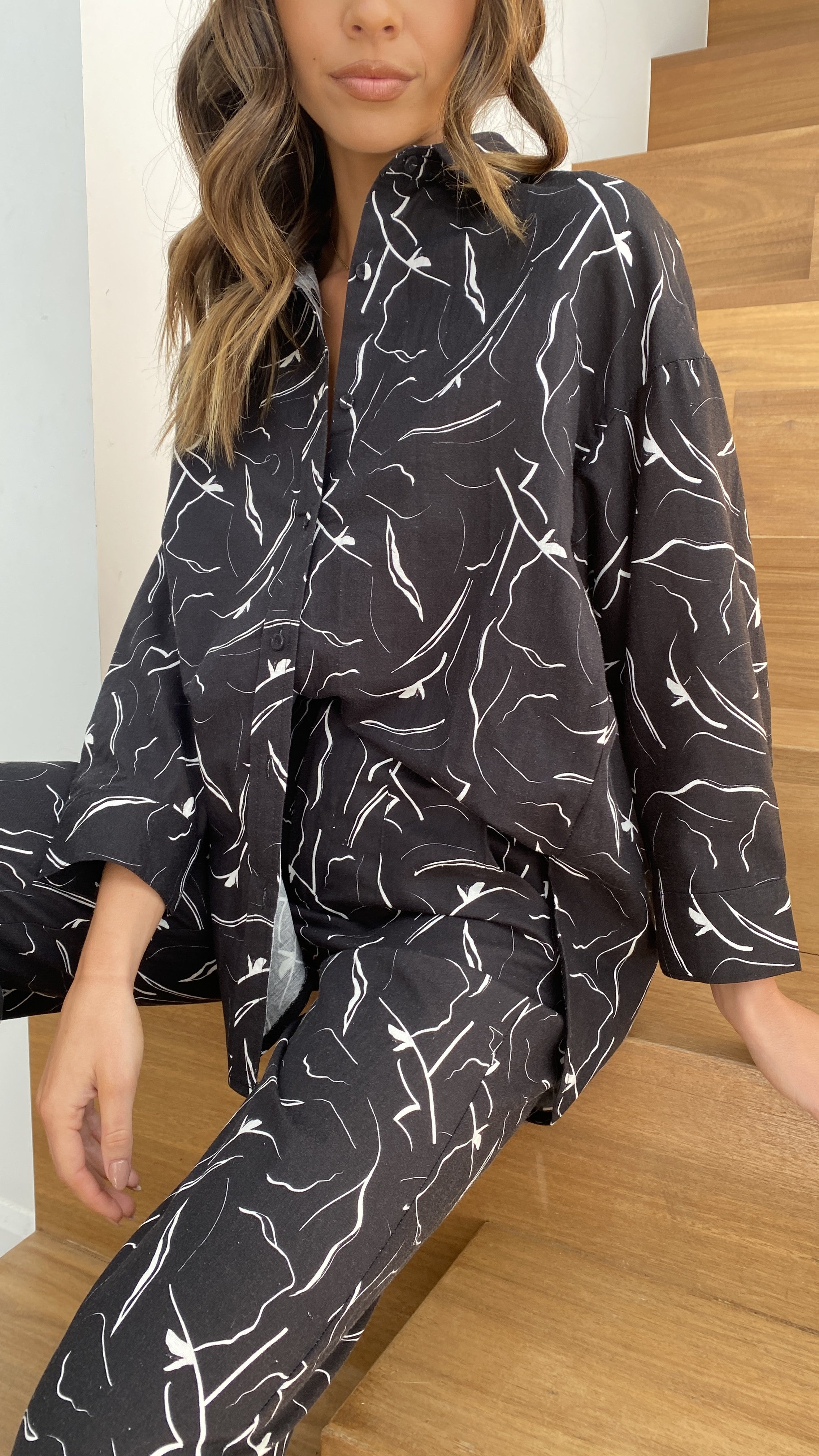 Luna Shirt - Black/White Print-Sunshines Bliss