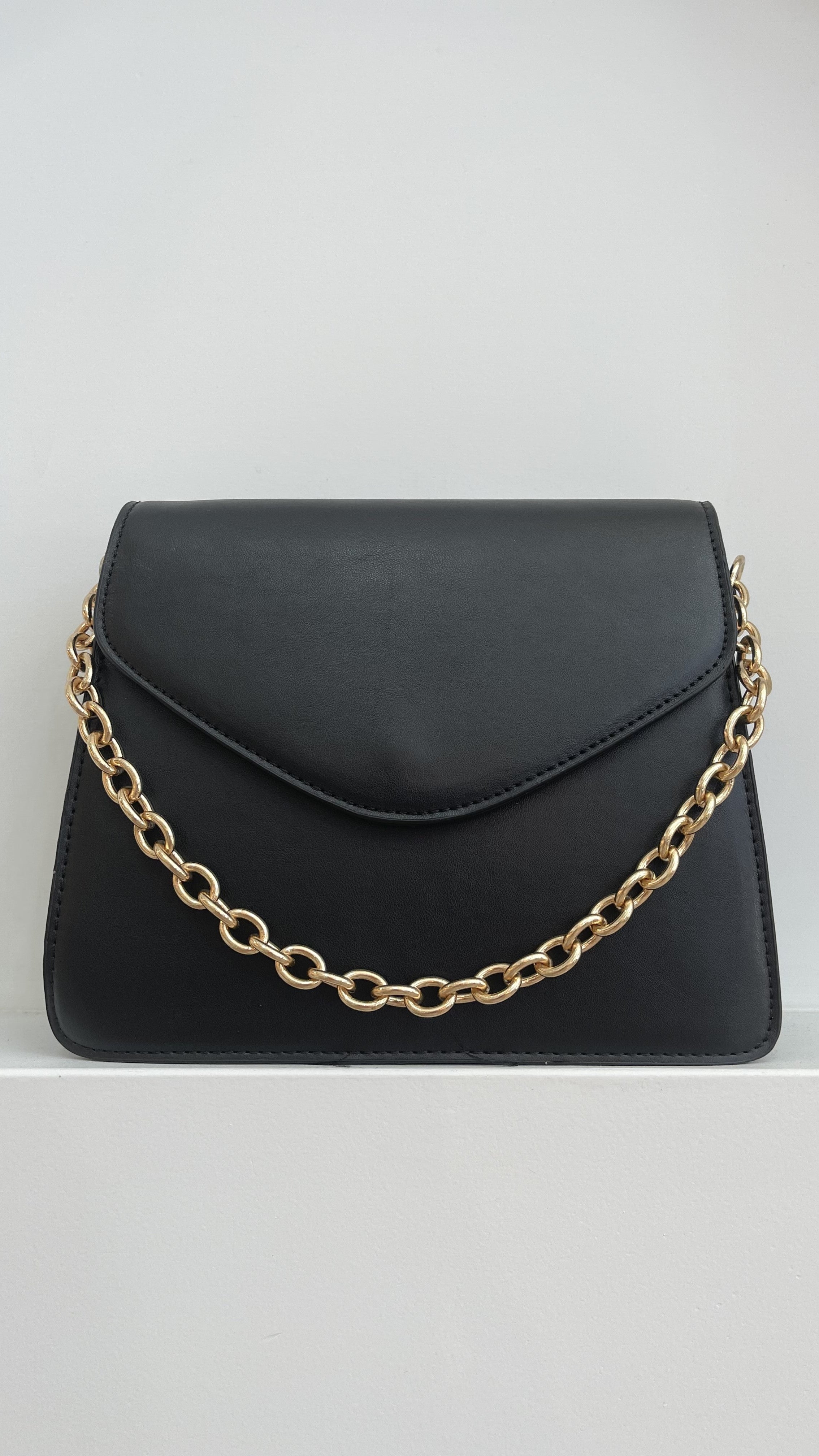 Samara Chain Detail Envelope Event Bag - Black-Sunshines Bliss