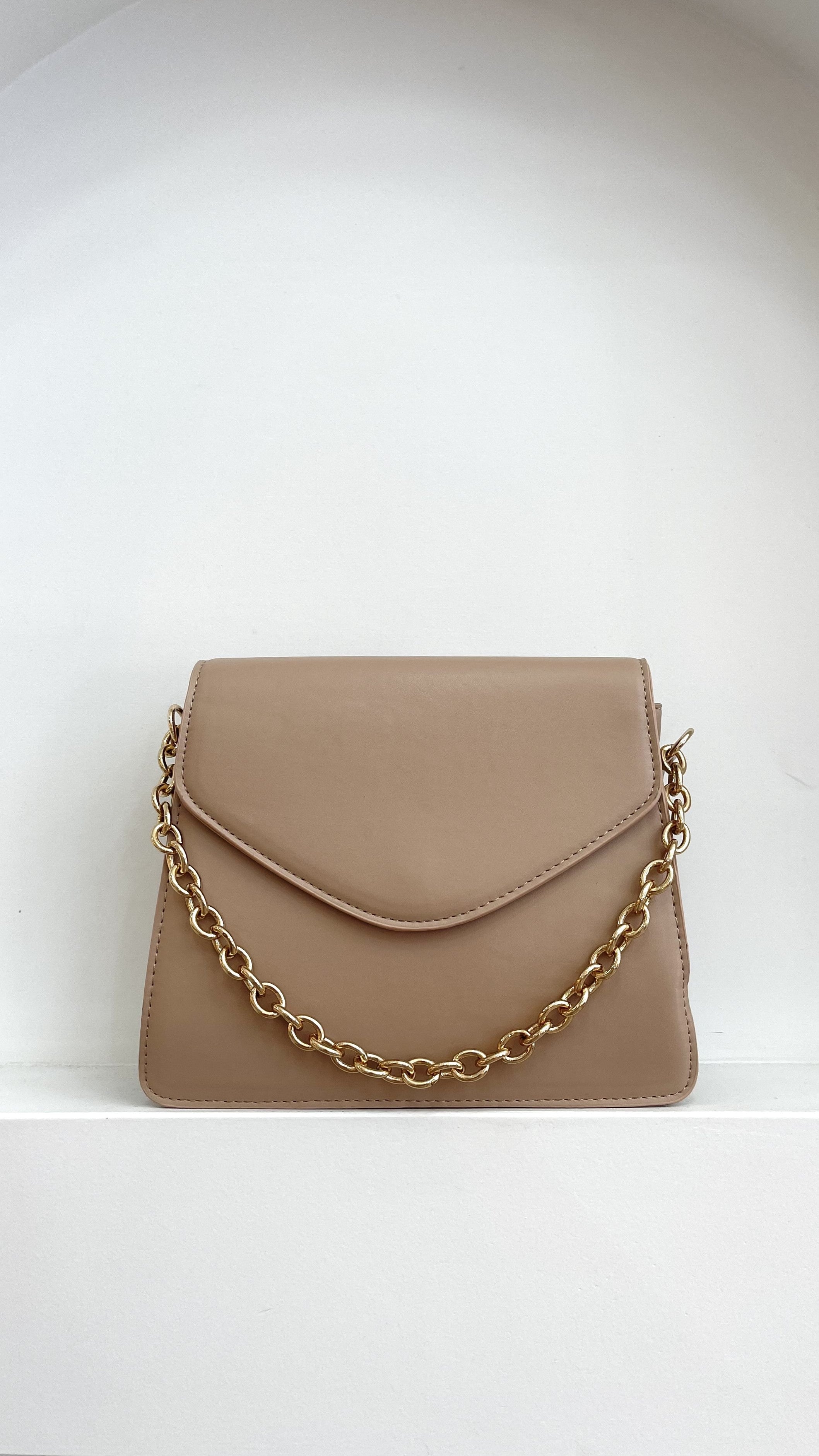 Samara Chain Detail Envelope Event Bag - Nude-Sunshines Bliss