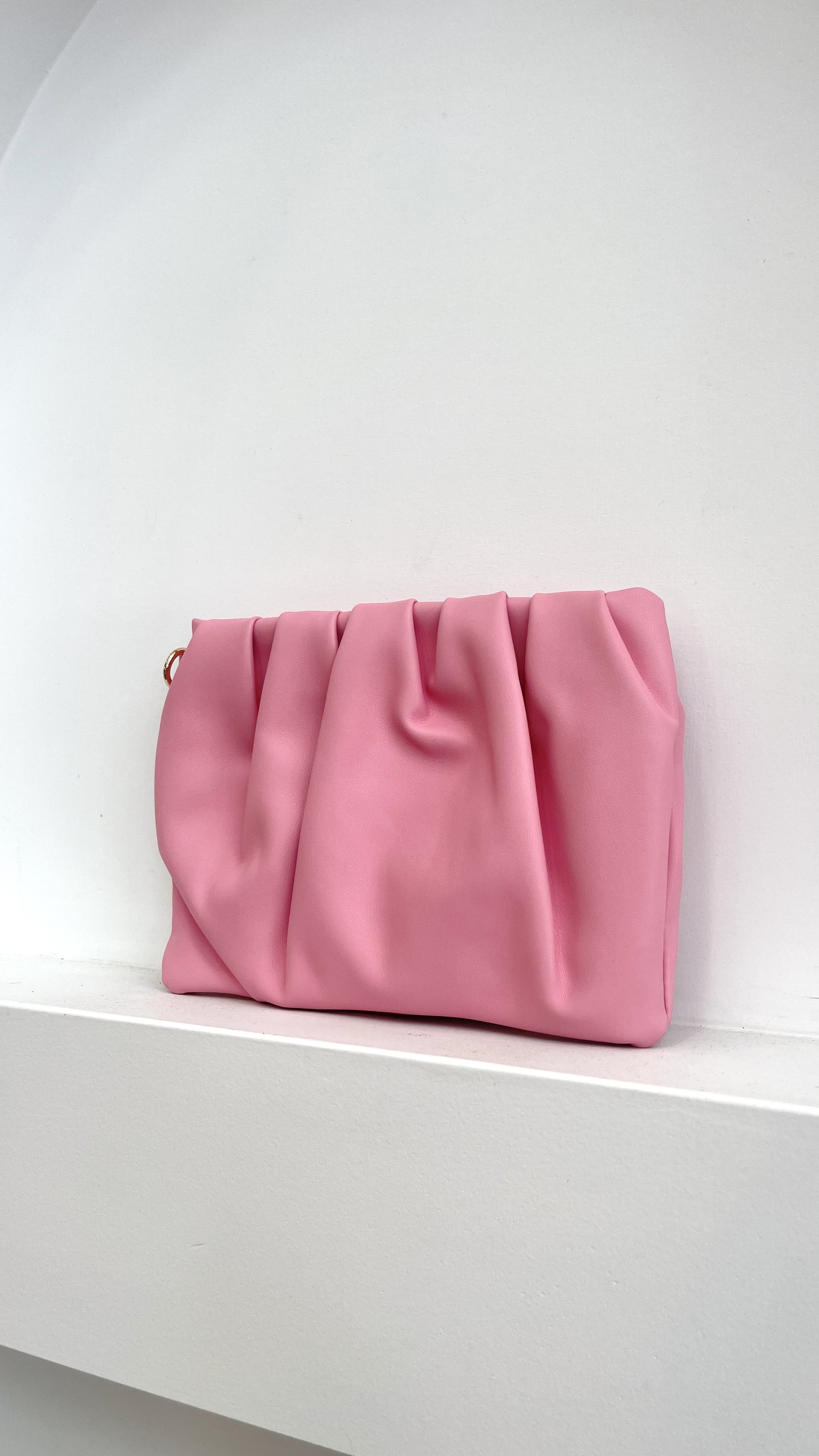 Abbey Multi Pleat Pouch - Pink-Sunshines Bliss