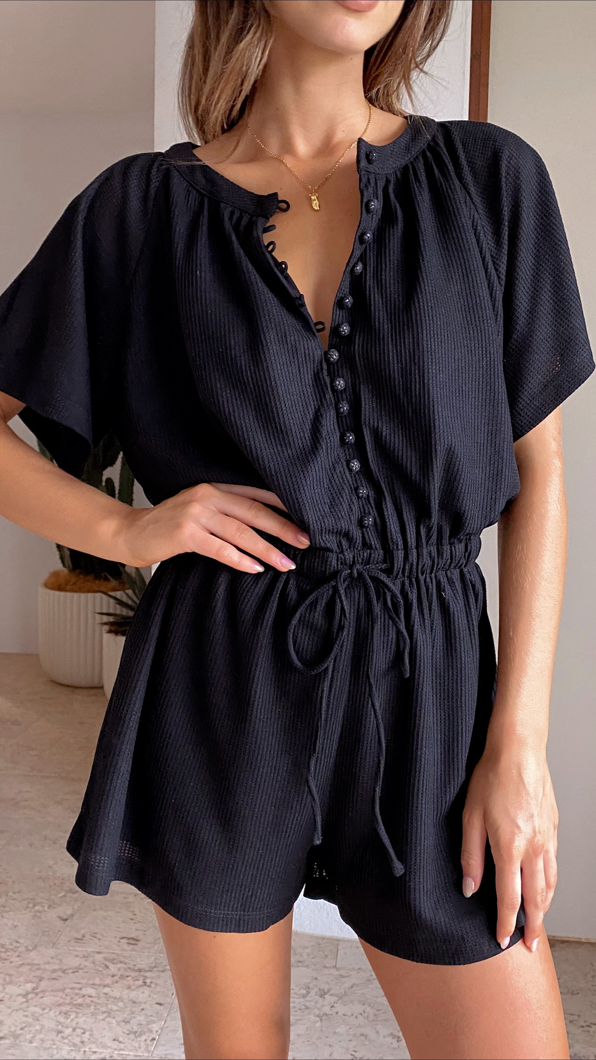 Santorini Playsuit - Black-Sunshines Bliss