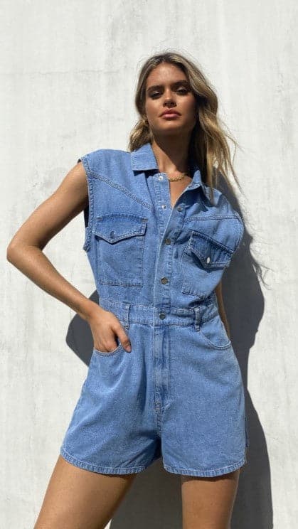 Odessia Playsuit - Denim-Sunshines Bliss