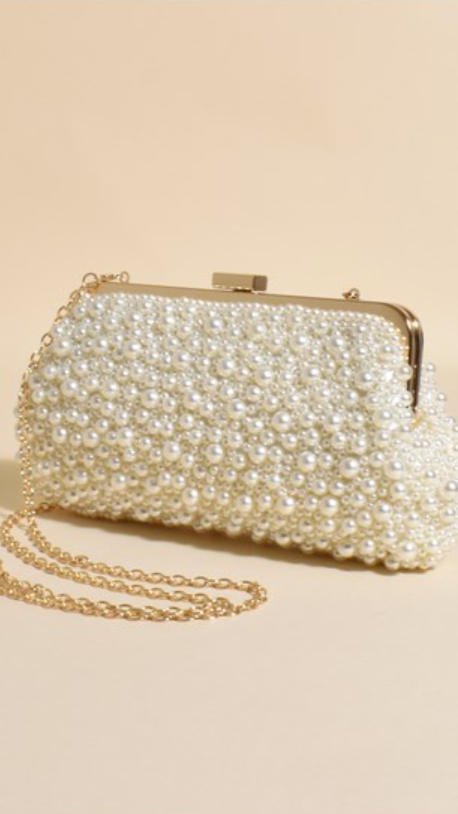 Norma Jean Faux Pearl Clutch - Cream/Gold-Sunshines Bliss