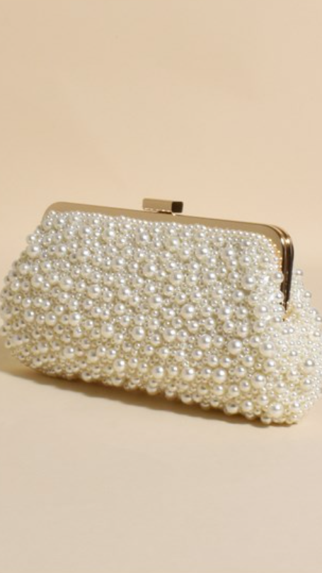 Norma Jean Faux Pearl Clutch - Cream/Gold-Sunshines Bliss