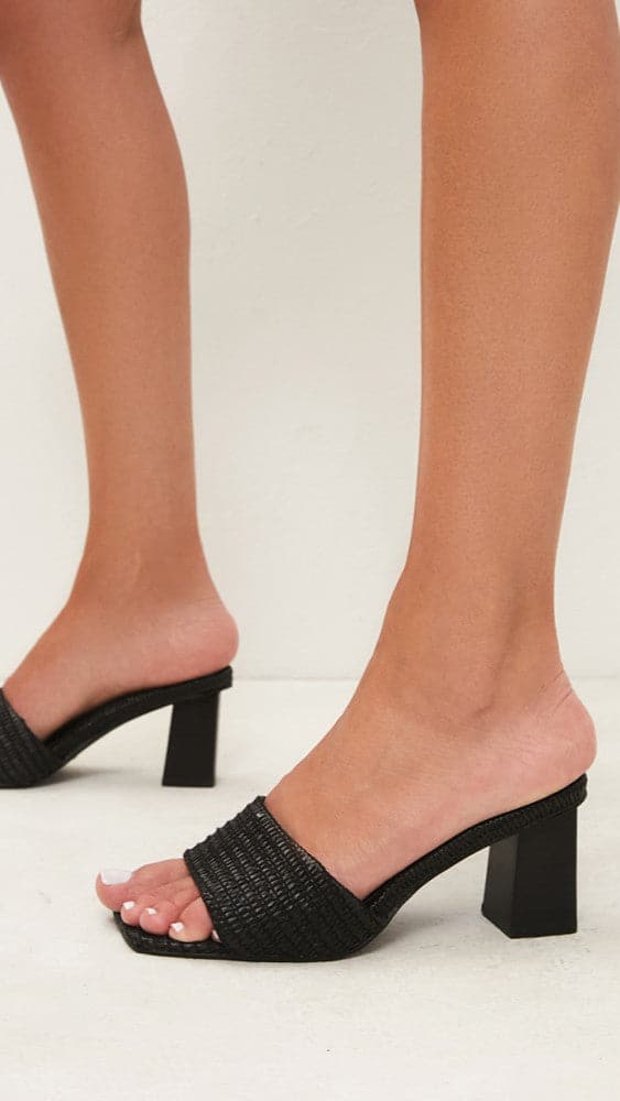 Ukko Heel - Black Raffia-Sunshines Bliss