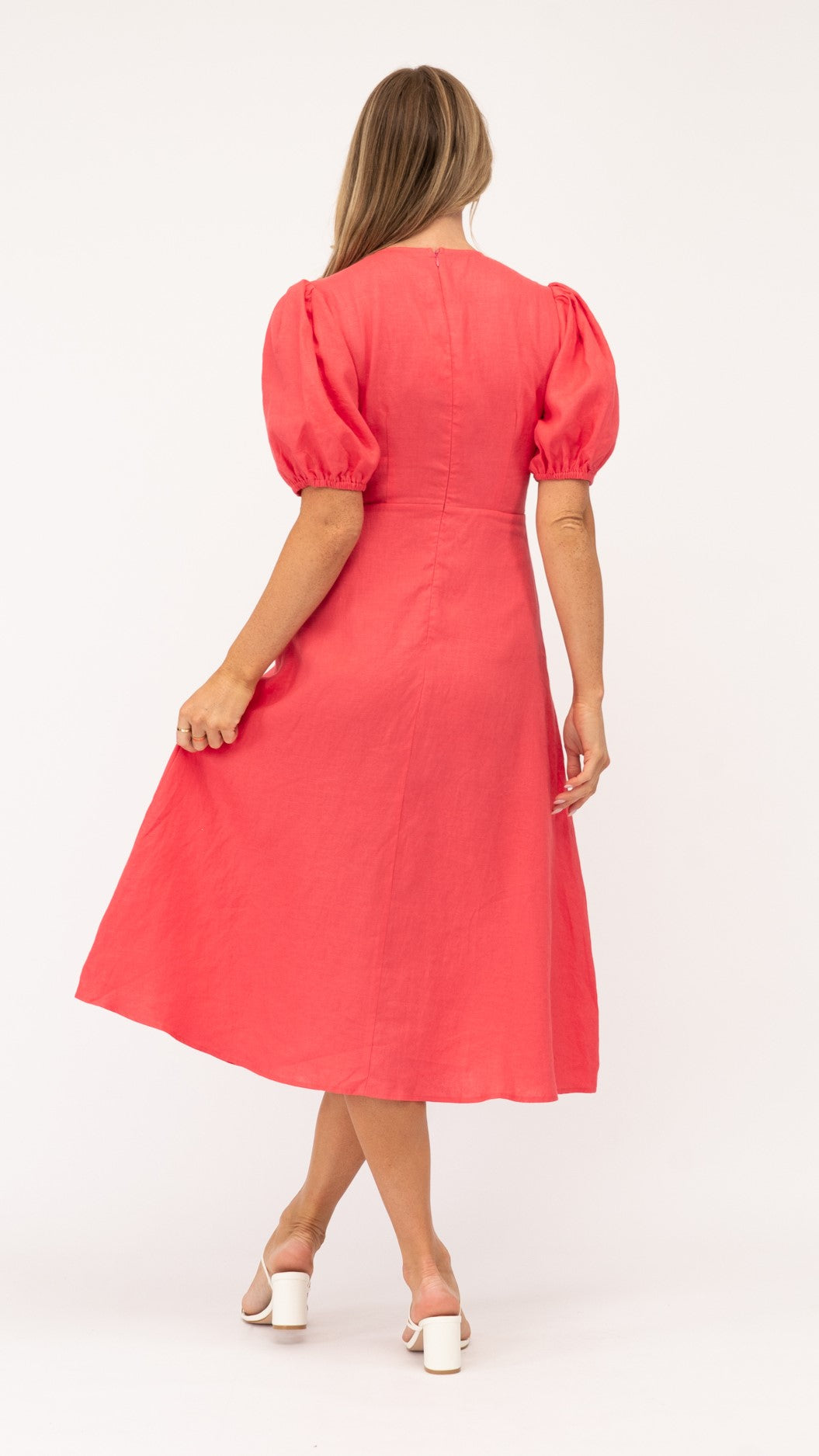 Sheri Midi Dress - Coral-Sunshines Bliss