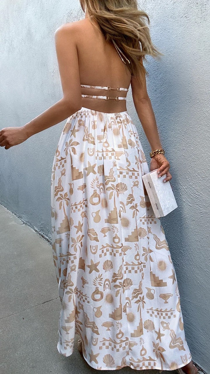 Clovelly Maxi Dress - White/Sand-Sunshines Bliss