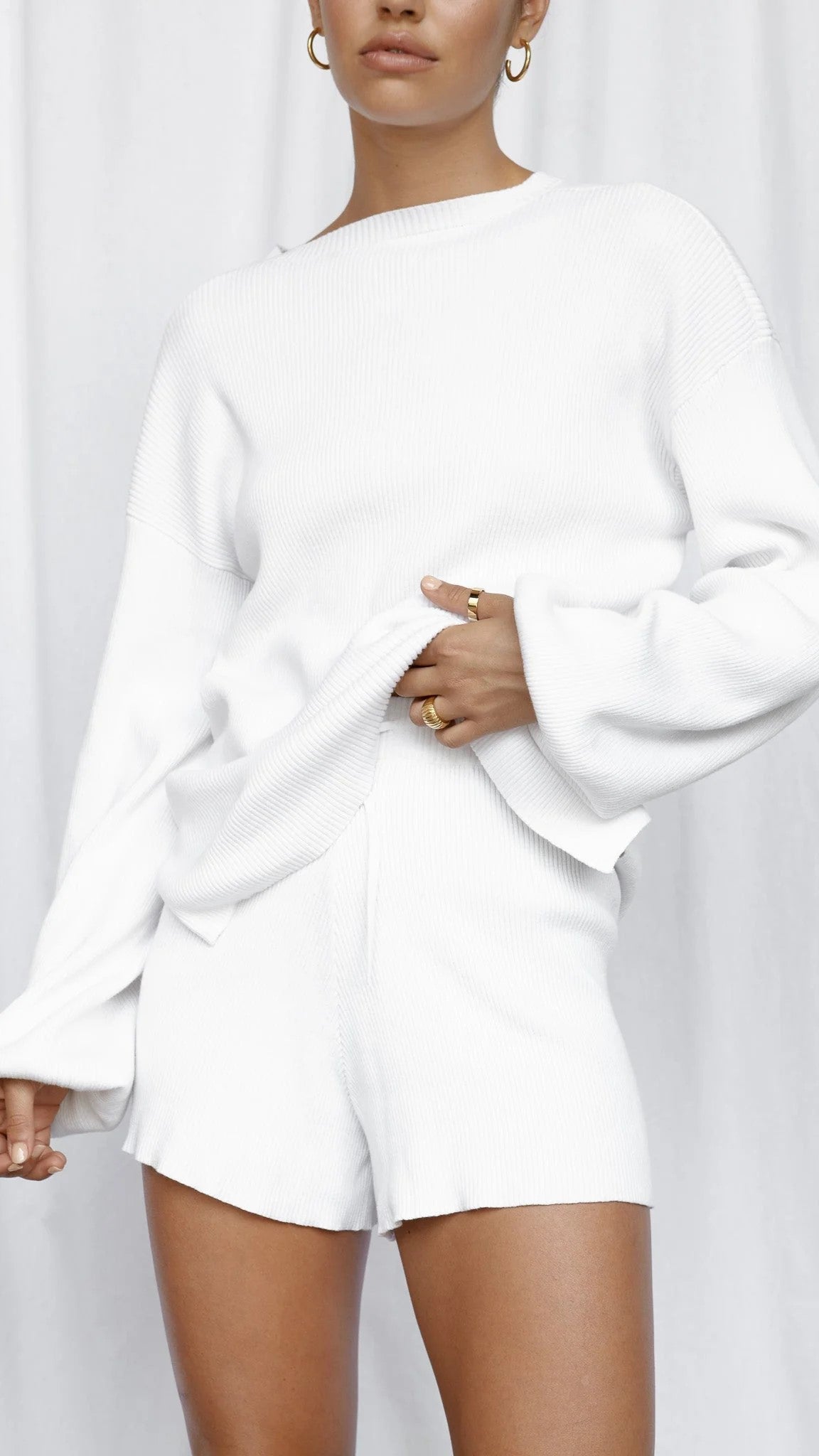 Goldie Long Sleeve Top - White-Sunshines Bliss