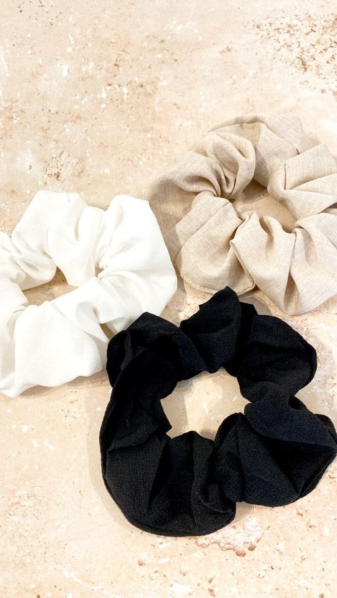 Scrunchie Trio Pack - Natural Linen-Sunshines Bliss