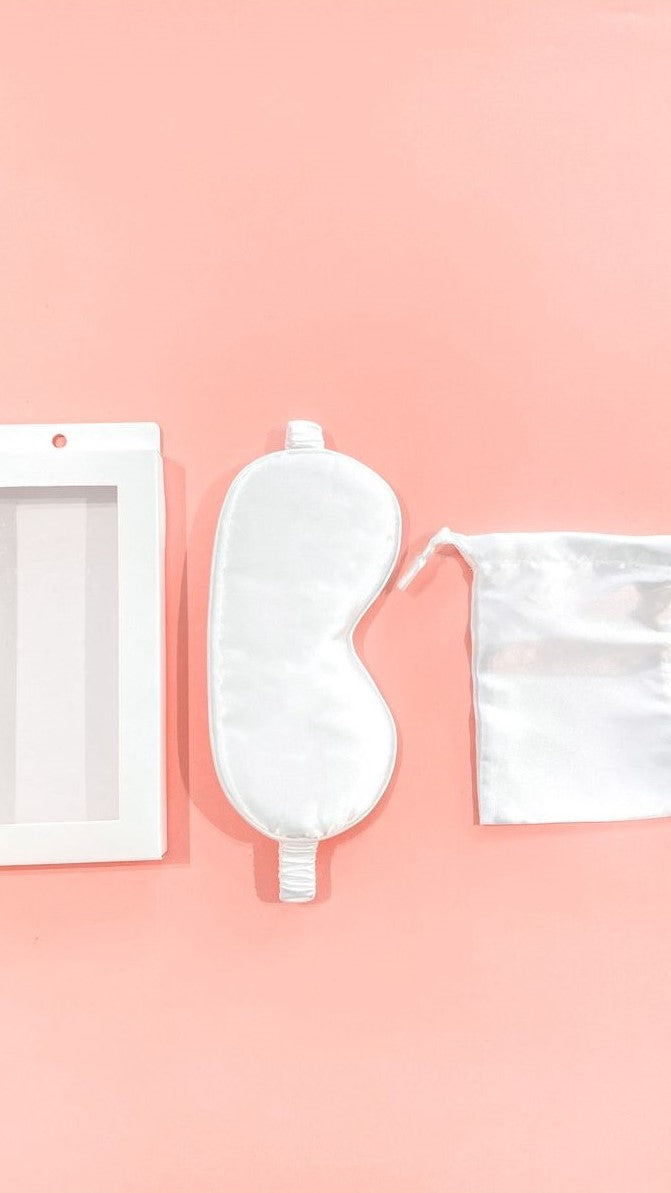 Cassi Silk Eye Mask - White-Sunshines Bliss
