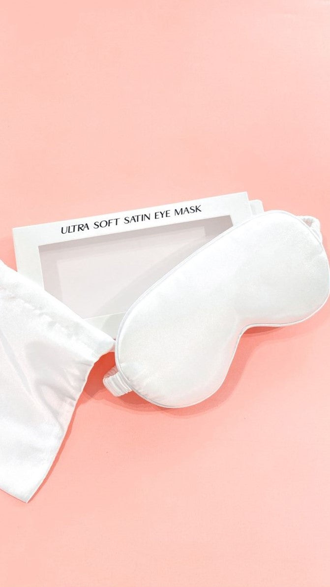 Cassi Silk Eye Mask - White-Sunshines Bliss