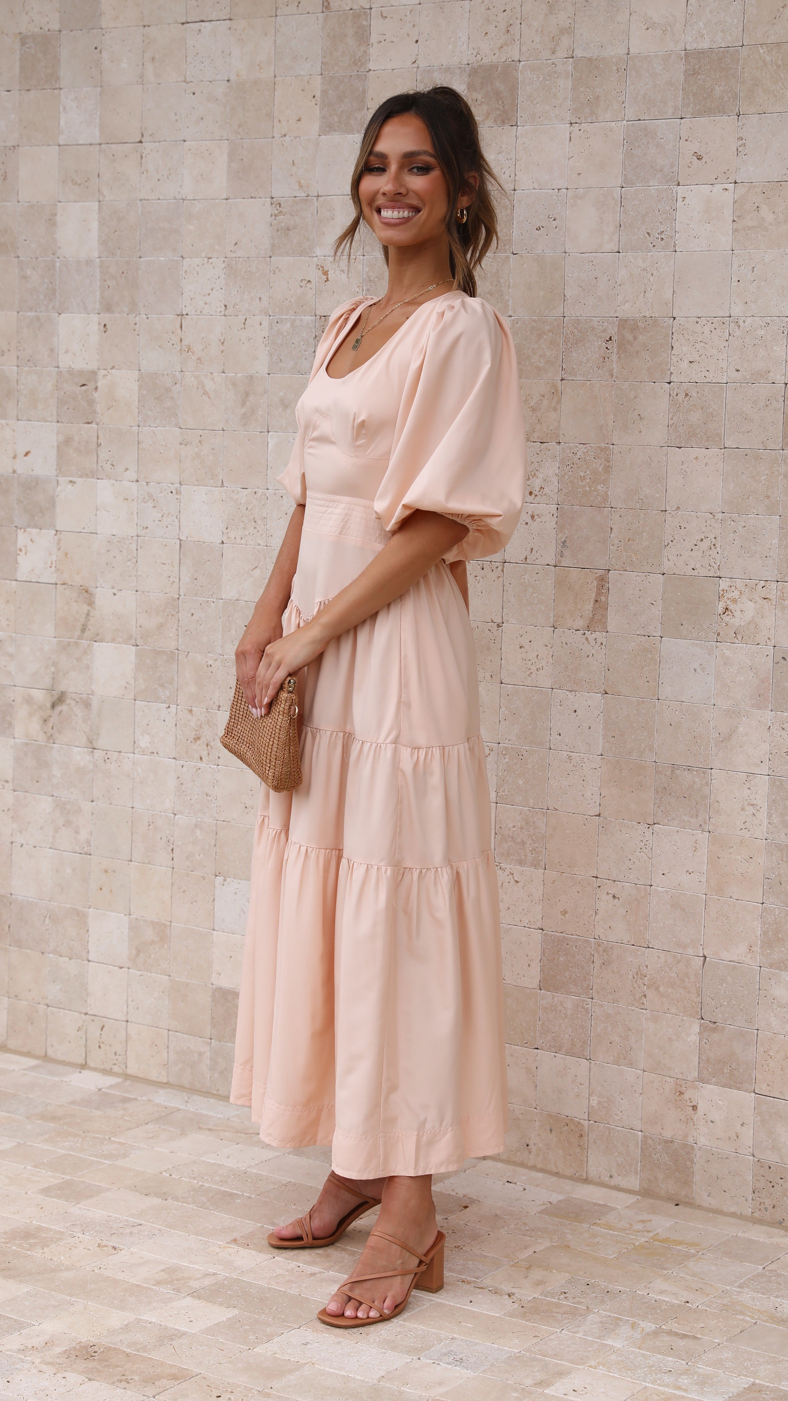 Michella Maxi Dress - Peach-Sunshines Bliss