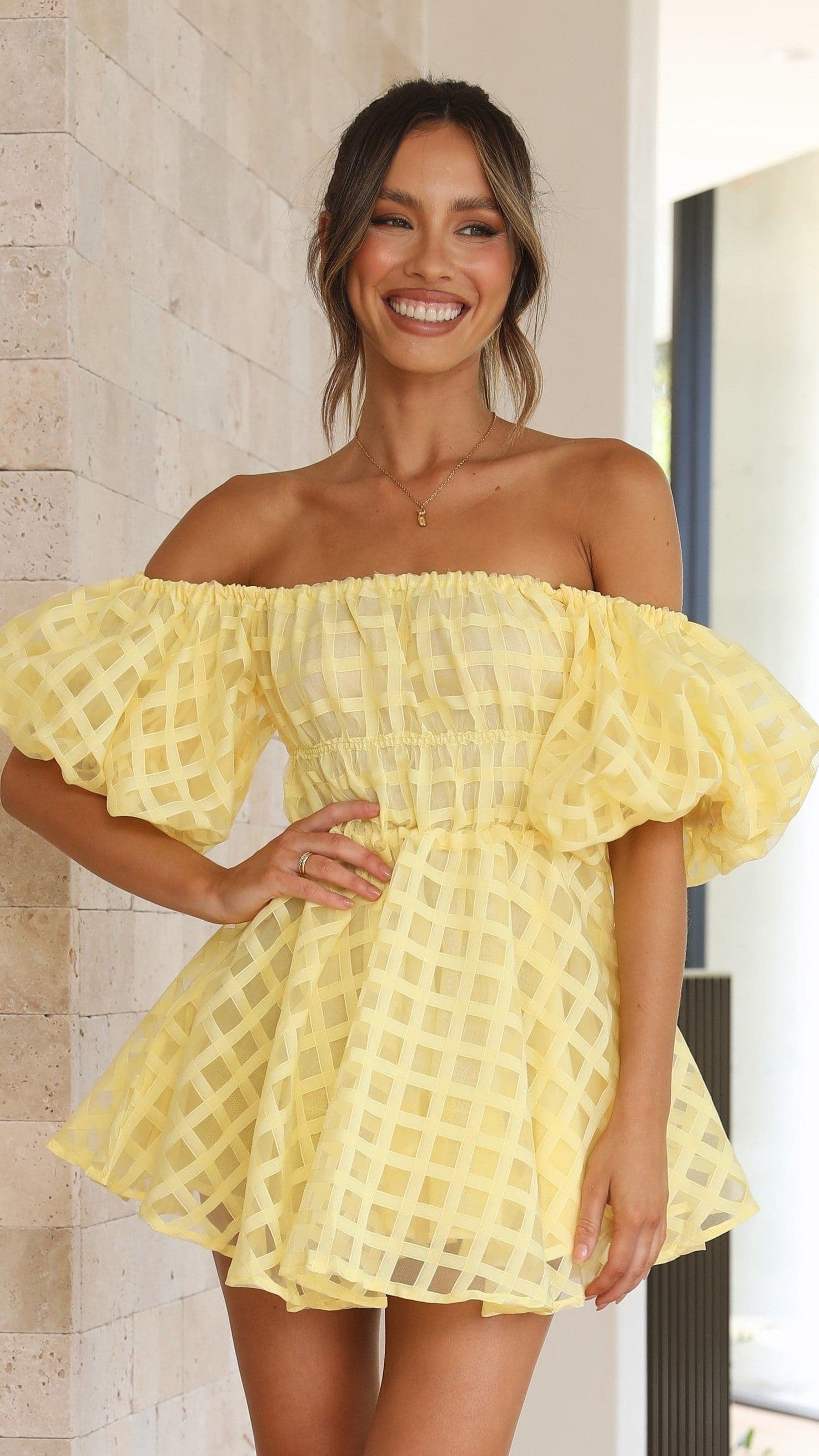 Malery Mini Dress - Yellow-Sunshines Bliss