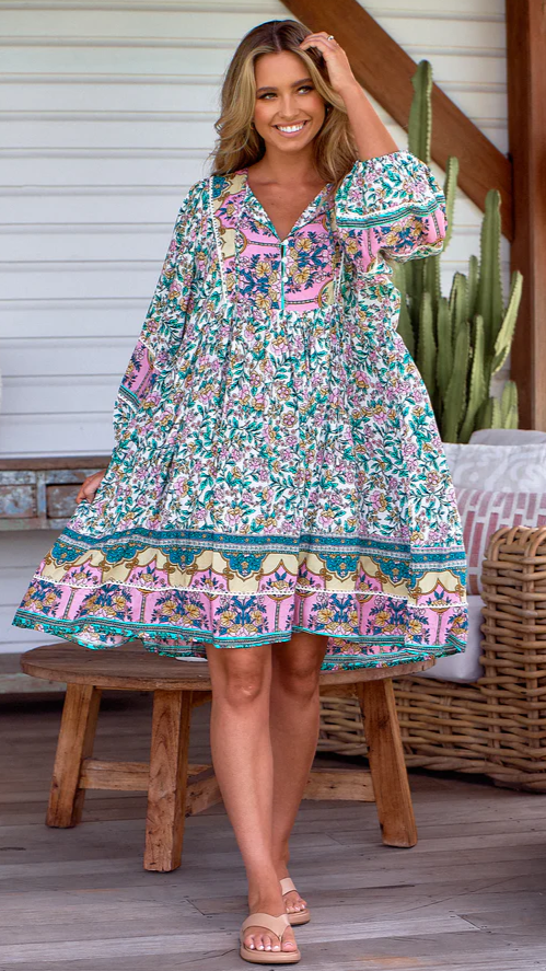 Adela Mini Dress - Messina Print-Sunshines Bliss