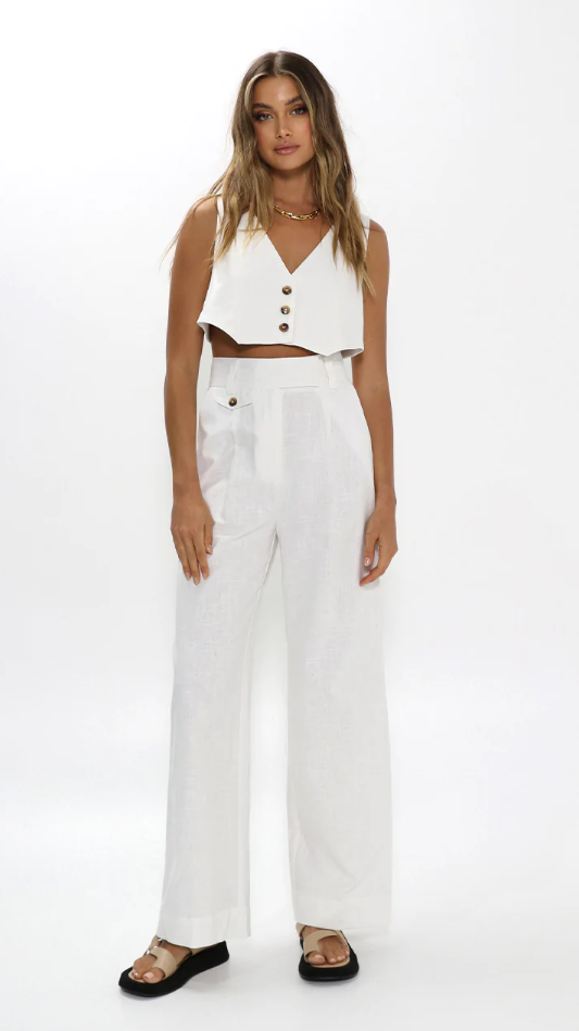 Eve Vest Top - White-Sunshines Bliss