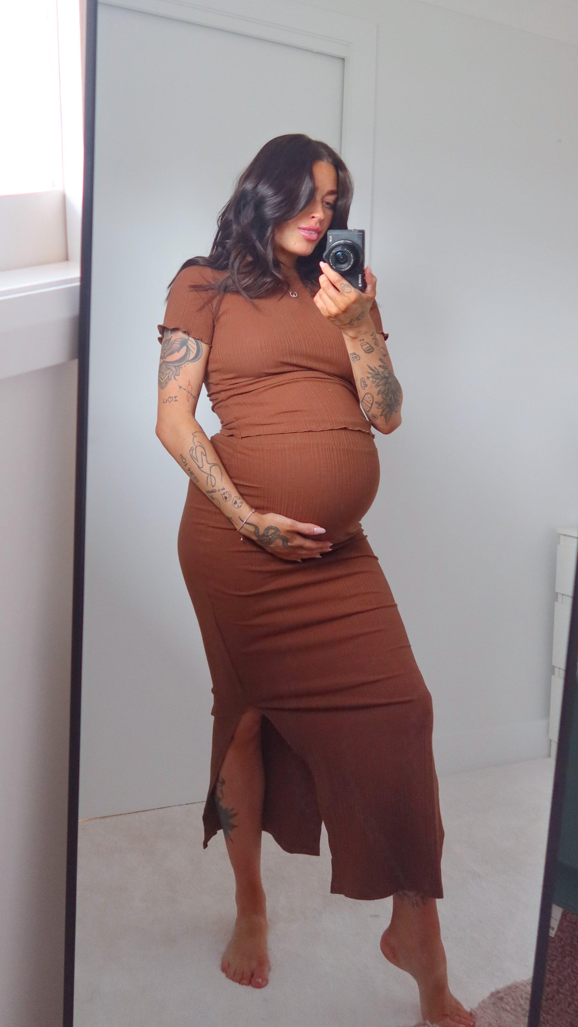 Alina Midi Skirt - Coffee Rib-Sunshines Bliss