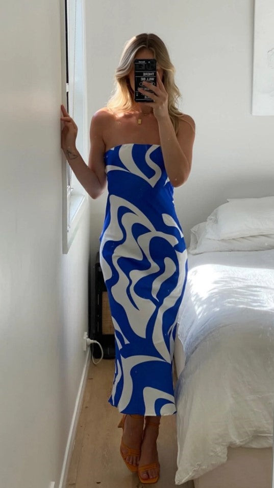 Angel Midi Dress - Blue Swirl-Sunshines Bliss