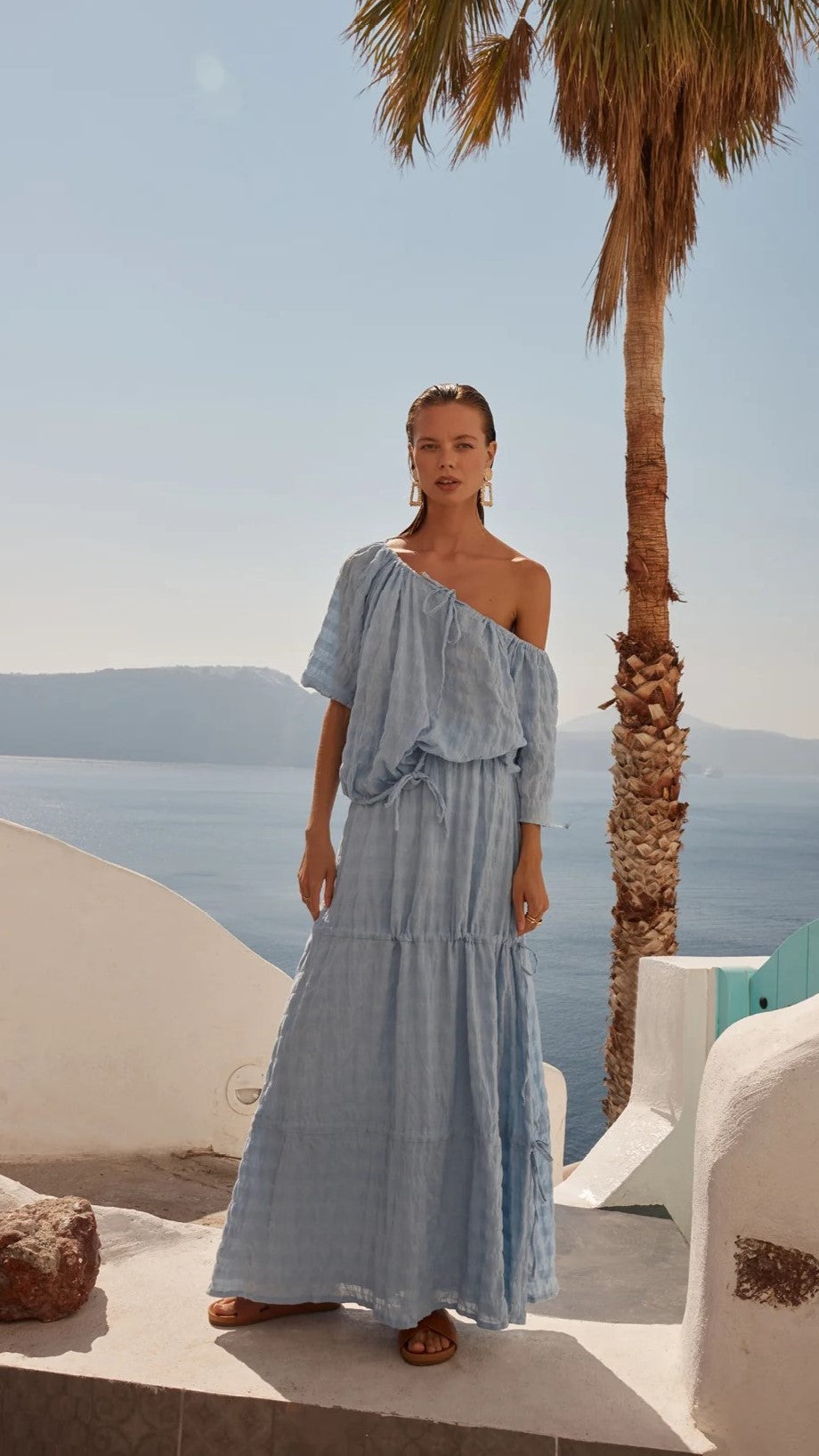 Forest Maxi Skirt - Sky Blue Stripe-Sunshines Bliss