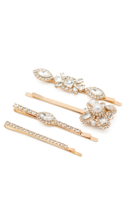 Adalyn Hair Clip Set - Pearl/Gold-Sunshines Bliss