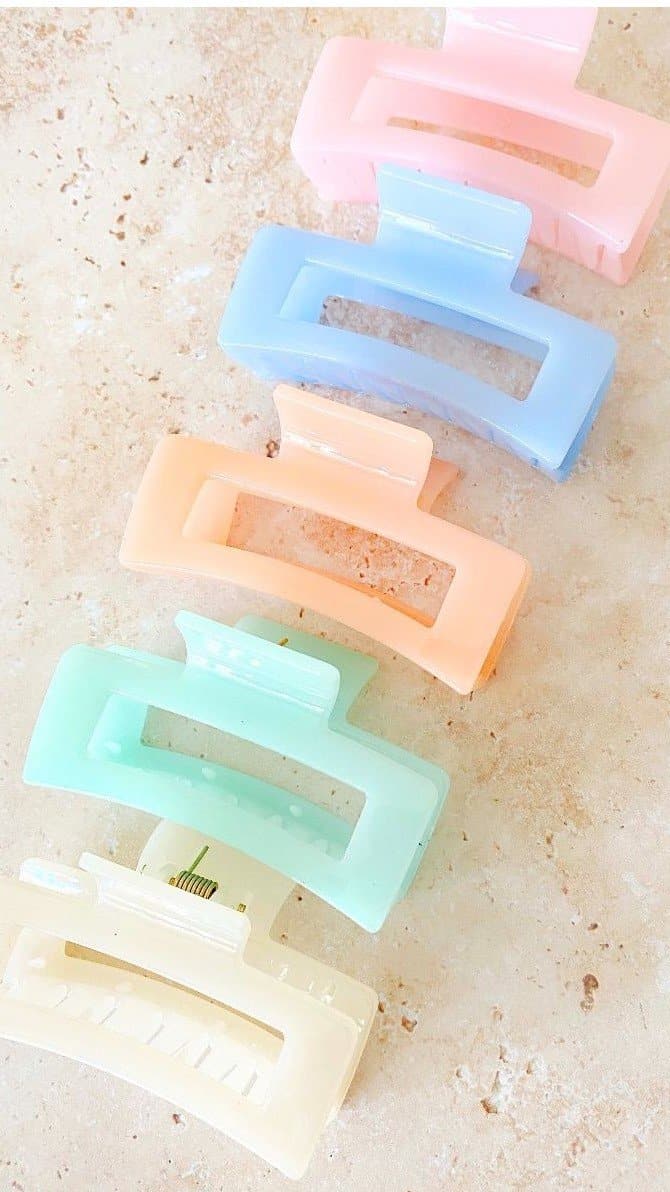 Steph Rectangle Claw Clip - Baby Pink-Sunshines Bliss