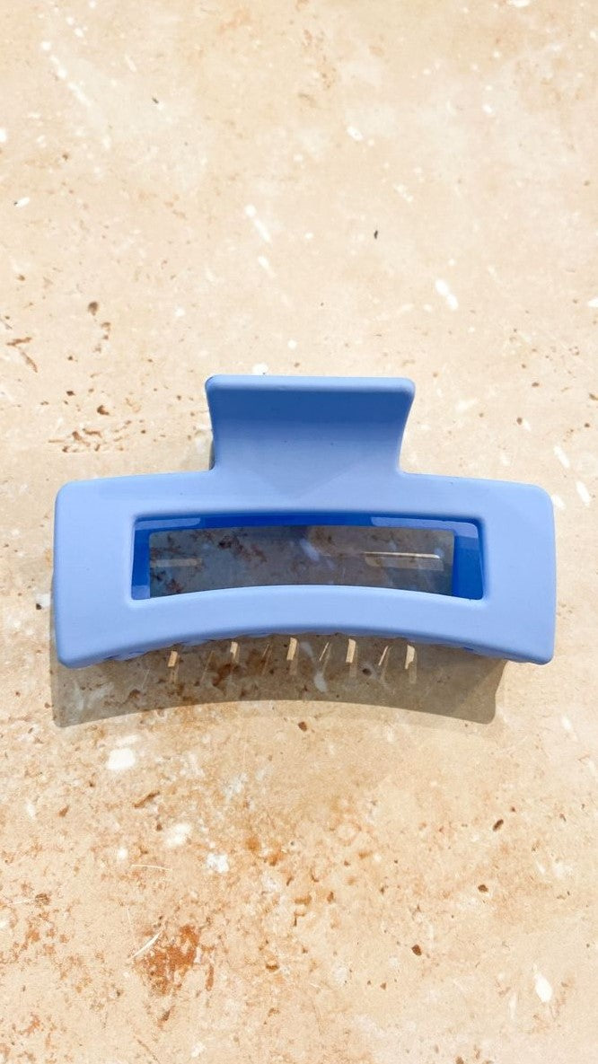Matte Rectangle Claw Clip - Blue-Sunshines Bliss