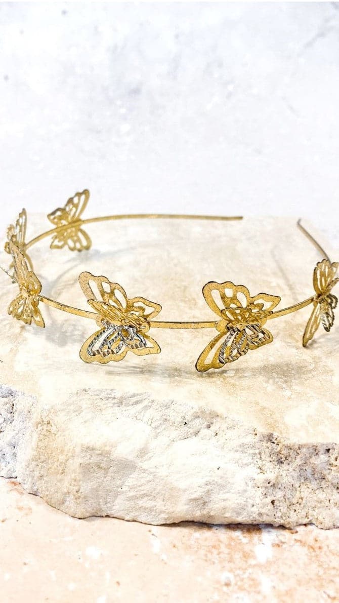 Valentina Butterfly Headband - Gold-Sunshines Bliss