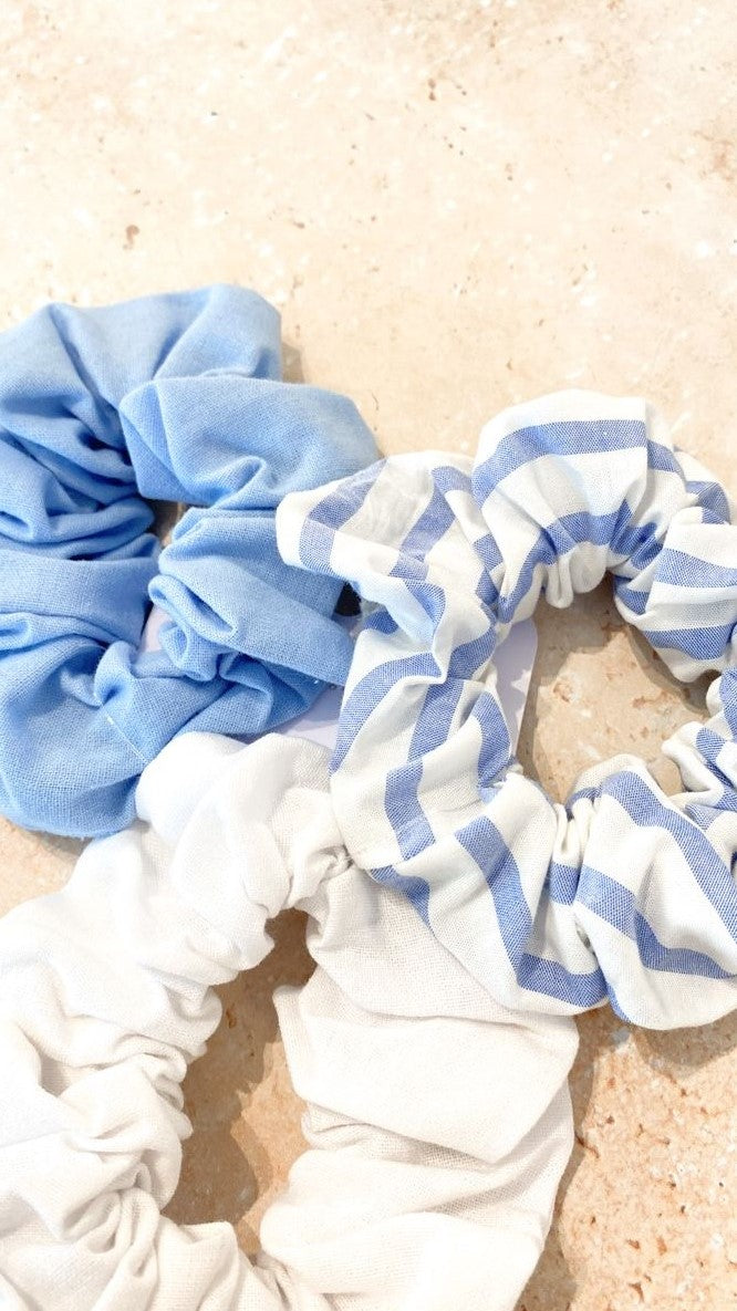 Charlie Scrunchie 3 Pack - Blue-Sunshines Bliss