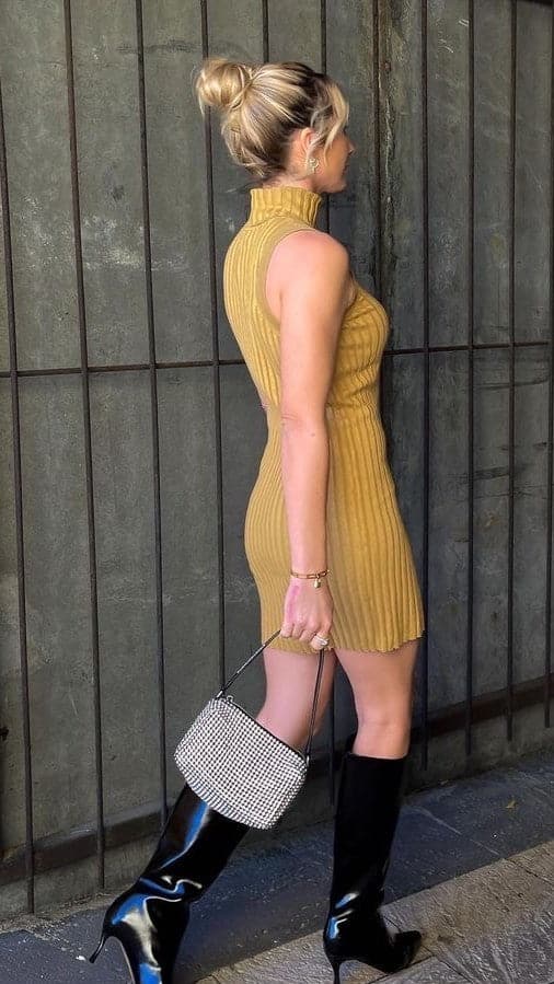 Tessa Knit Dress - Mustard-Sunshines Bliss