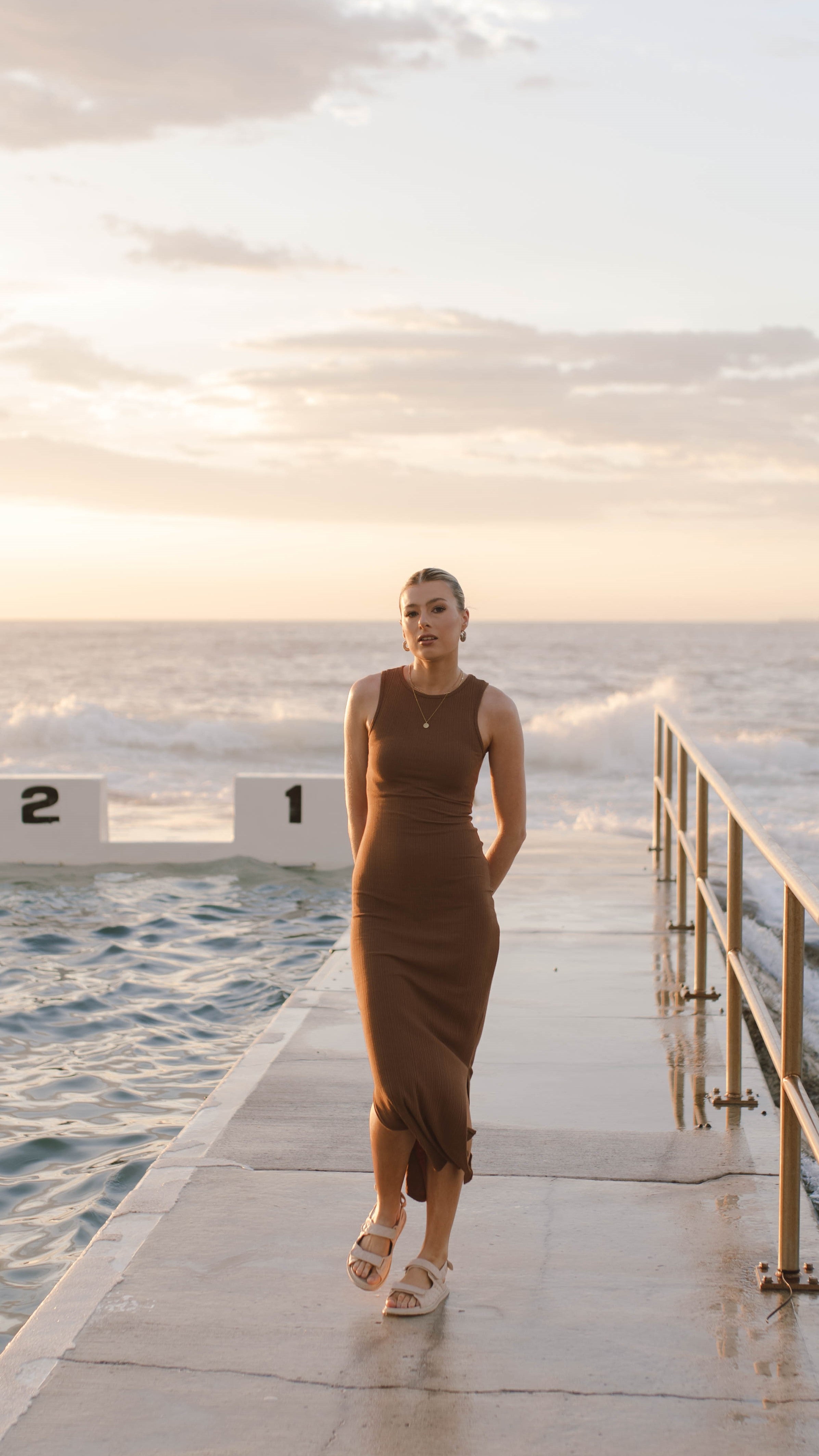 Lacey Maxi Dress - Coffee Rib-Sunshines Bliss