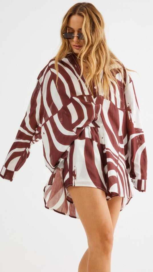 Heather Shirt - Brown Stripe-Sunshines Bliss