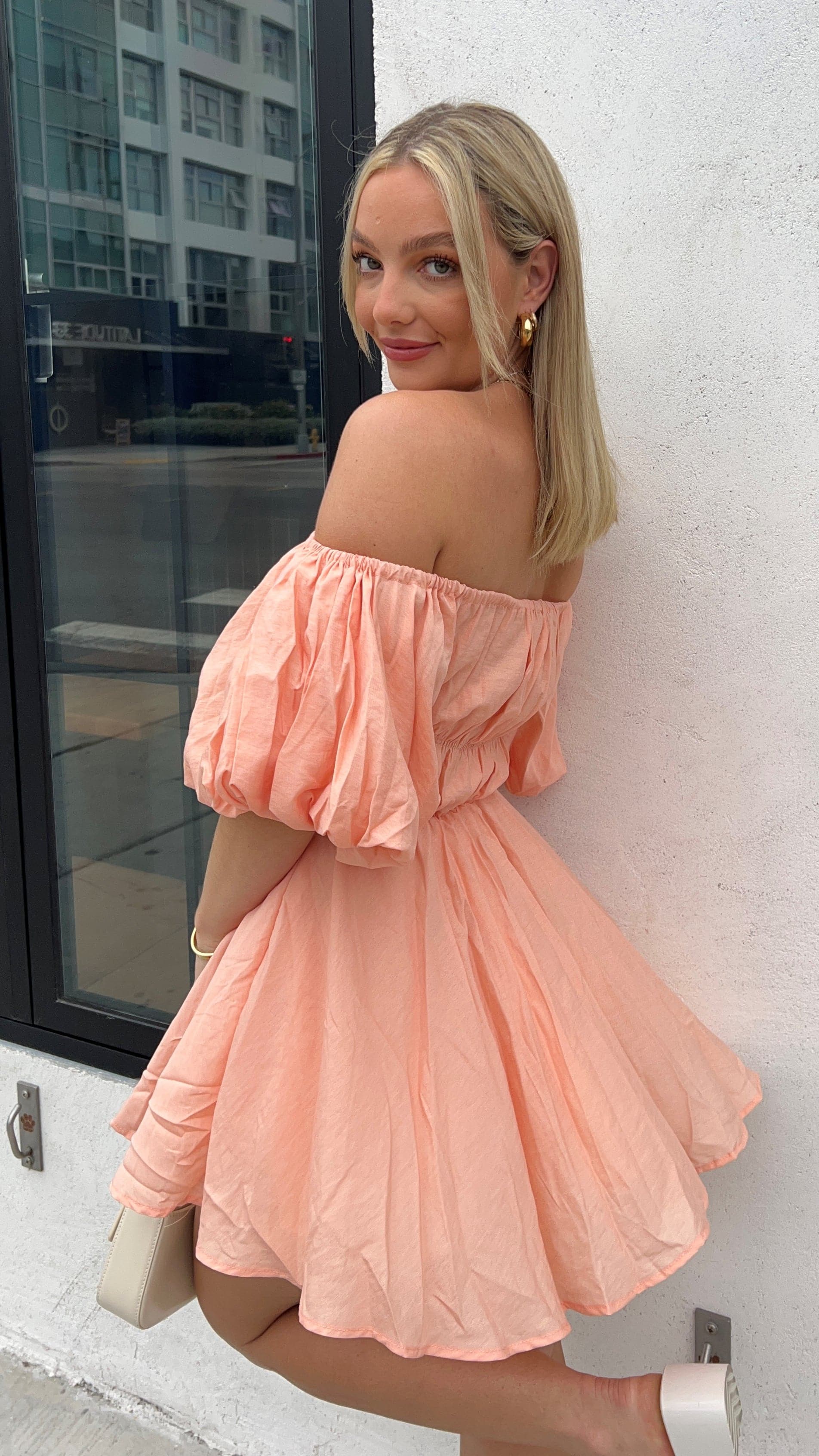 Adi Mini Dress - Peach-Sunshines Bliss