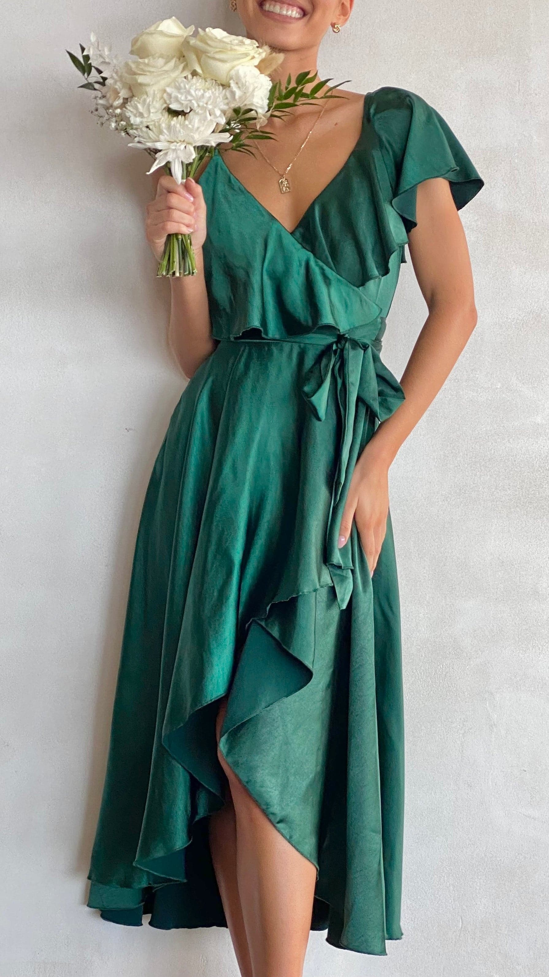 Jacinta Midi Dress - Emerald-Sunshines Bliss