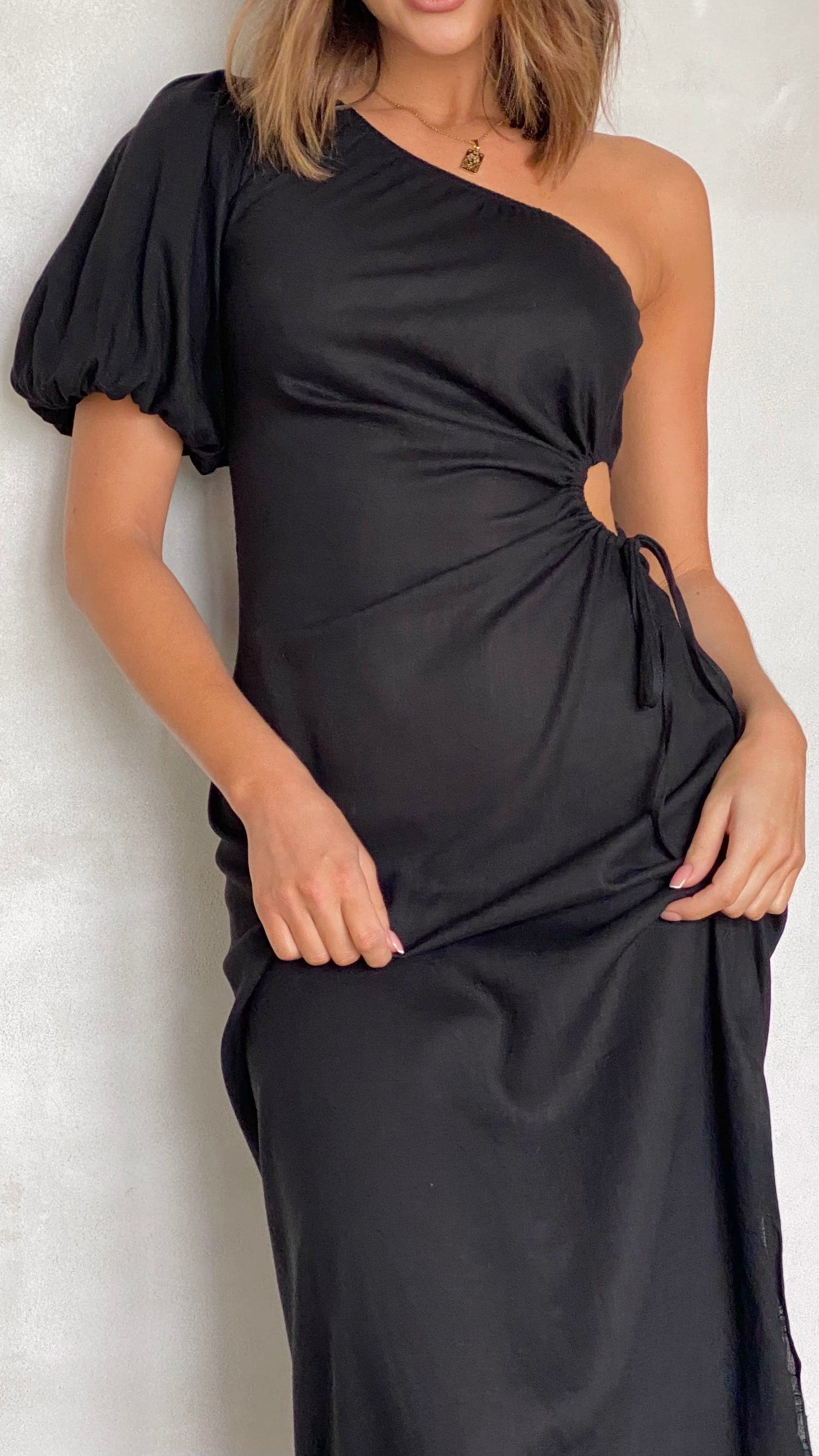 Suzie Midi Dress - Black-Sunshines Bliss