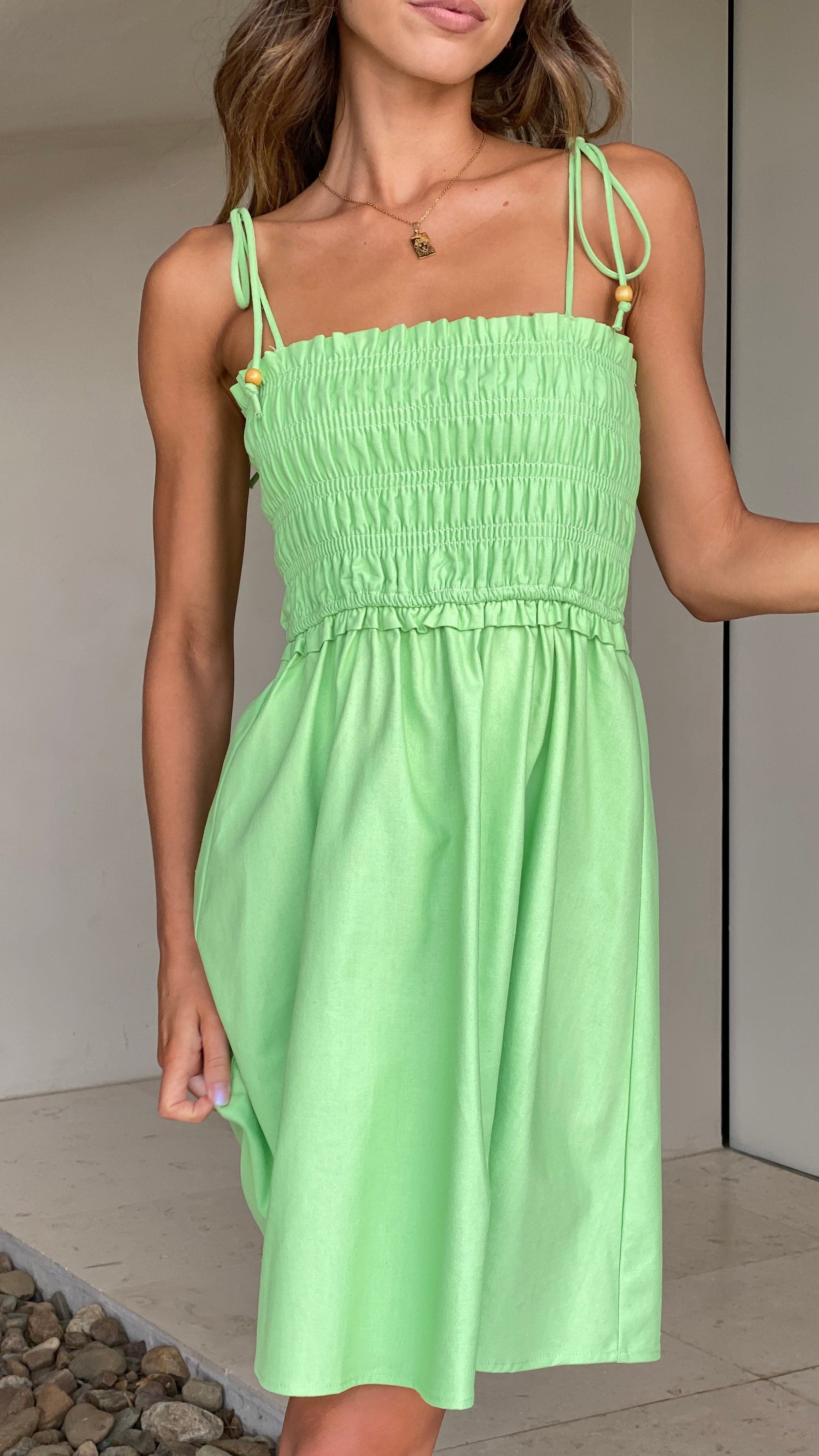 Poppy Mini Dress - Apple Green-Sunshines Bliss