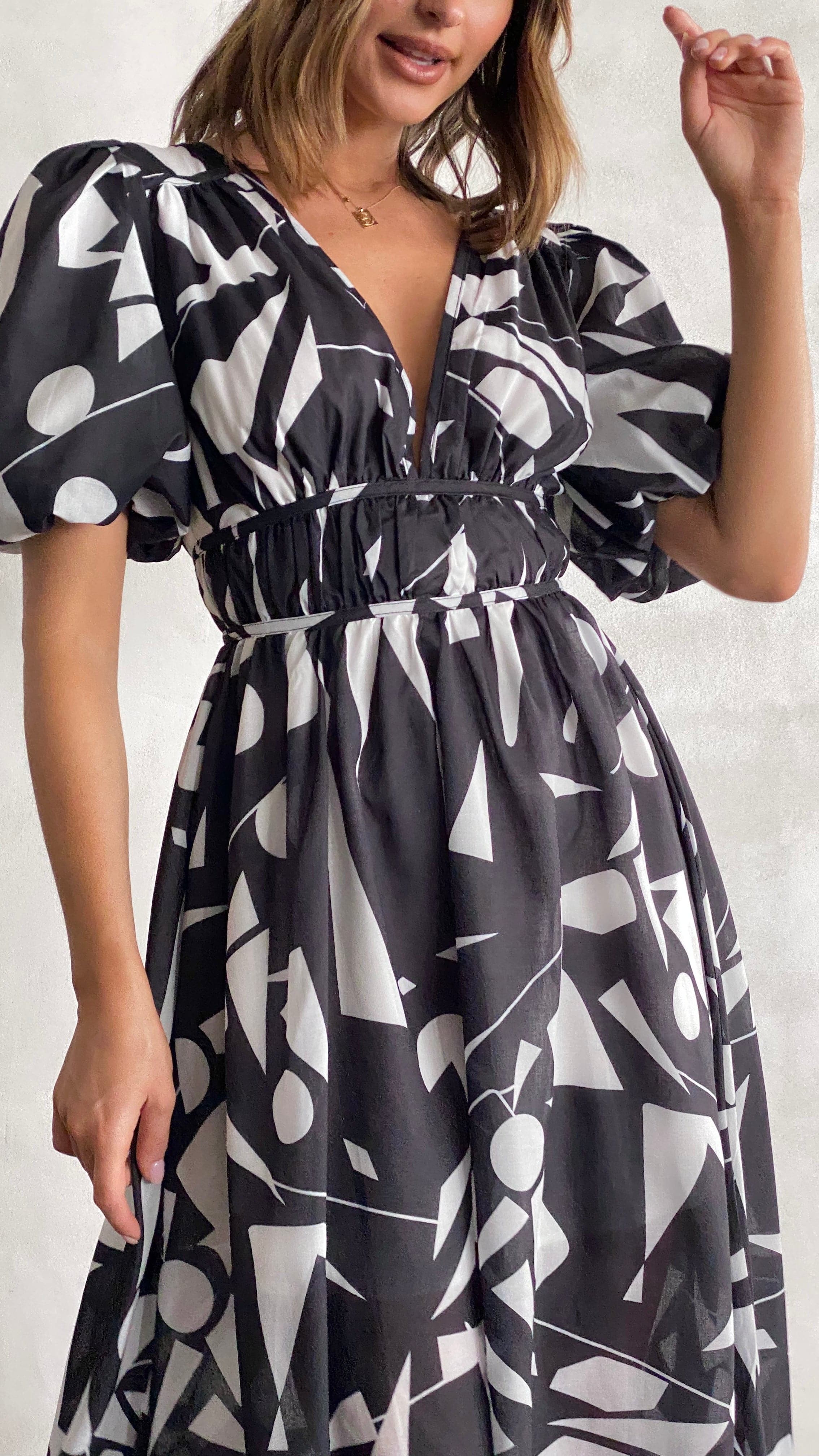 Venice Midi Dress - Black/White-Sunshines Bliss