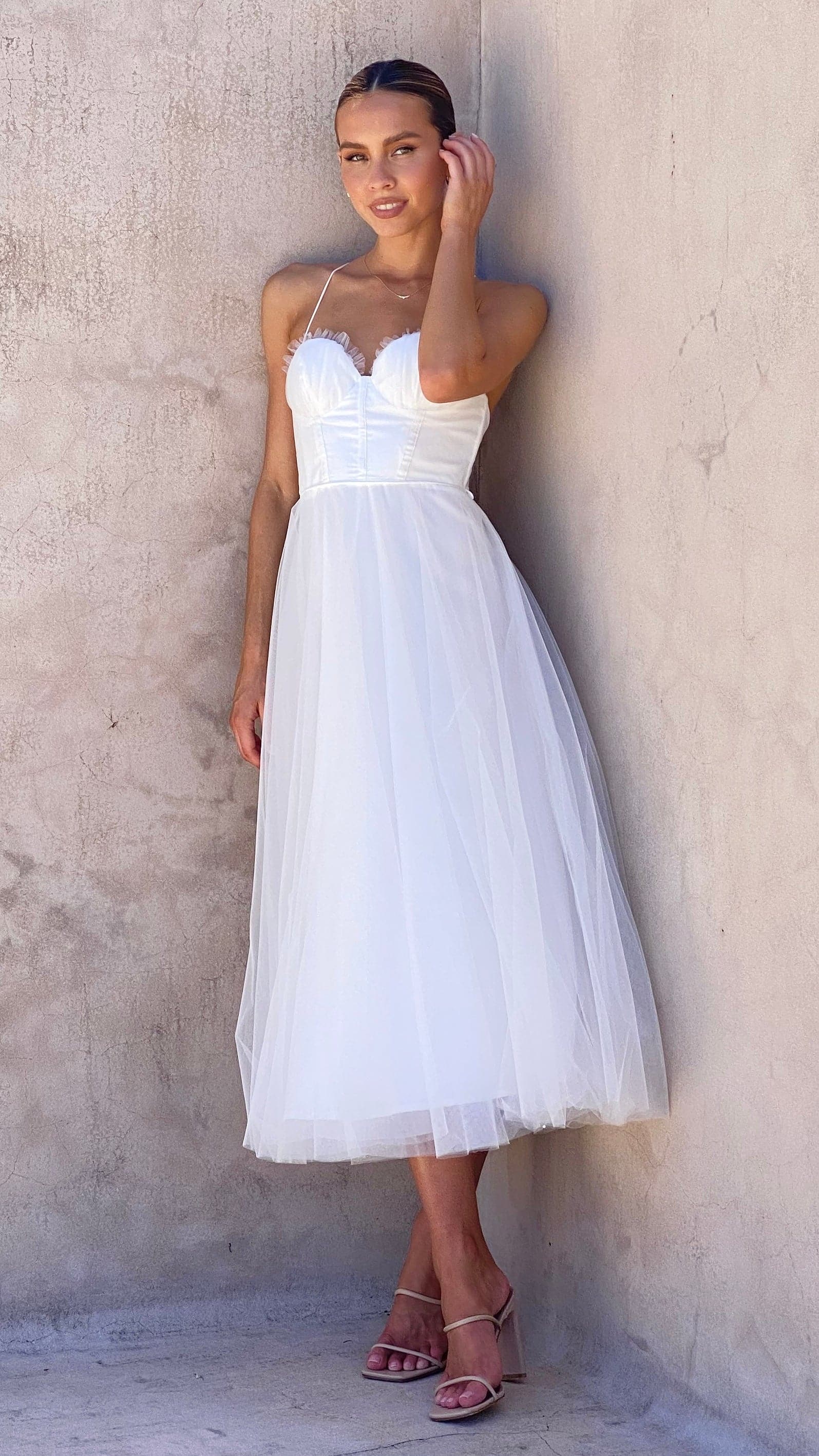 Diana Midi Dress - White-Sunshines Bliss