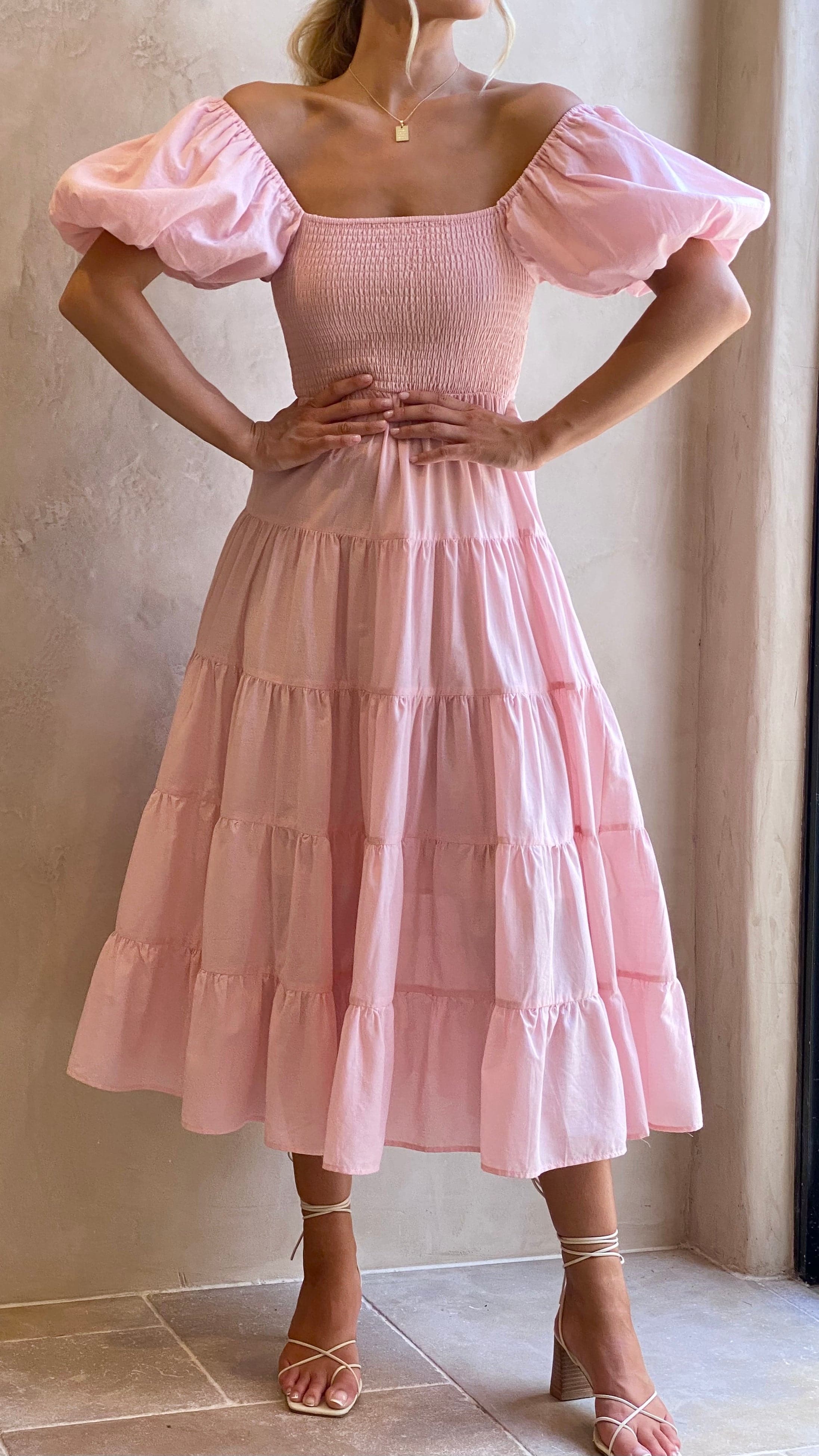 Chyna Midi Dress - Blush-Sunshines Bliss